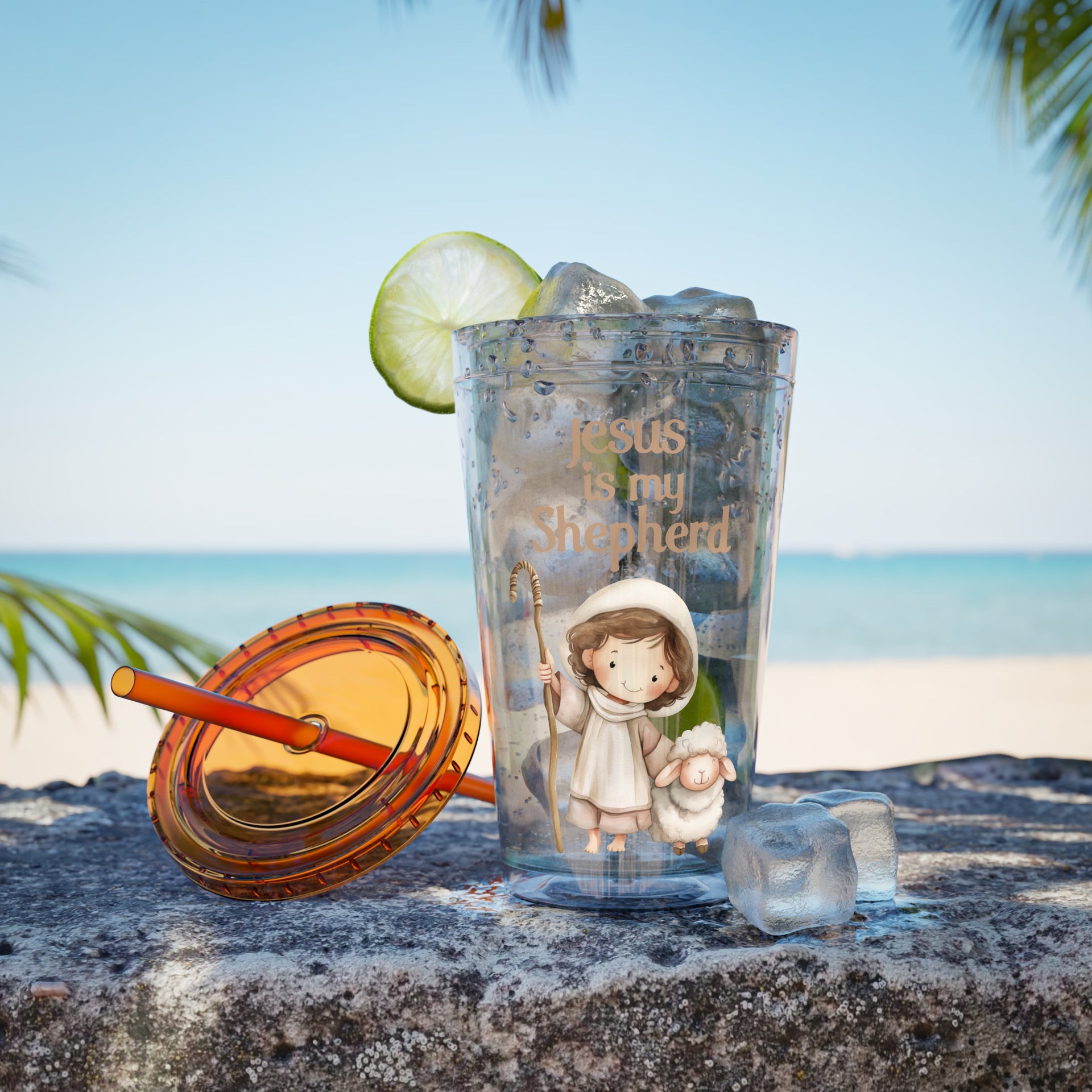 Jesus Is My Shepherd Sunsplash 16oz Tumbler With Straw - My Faith My Father