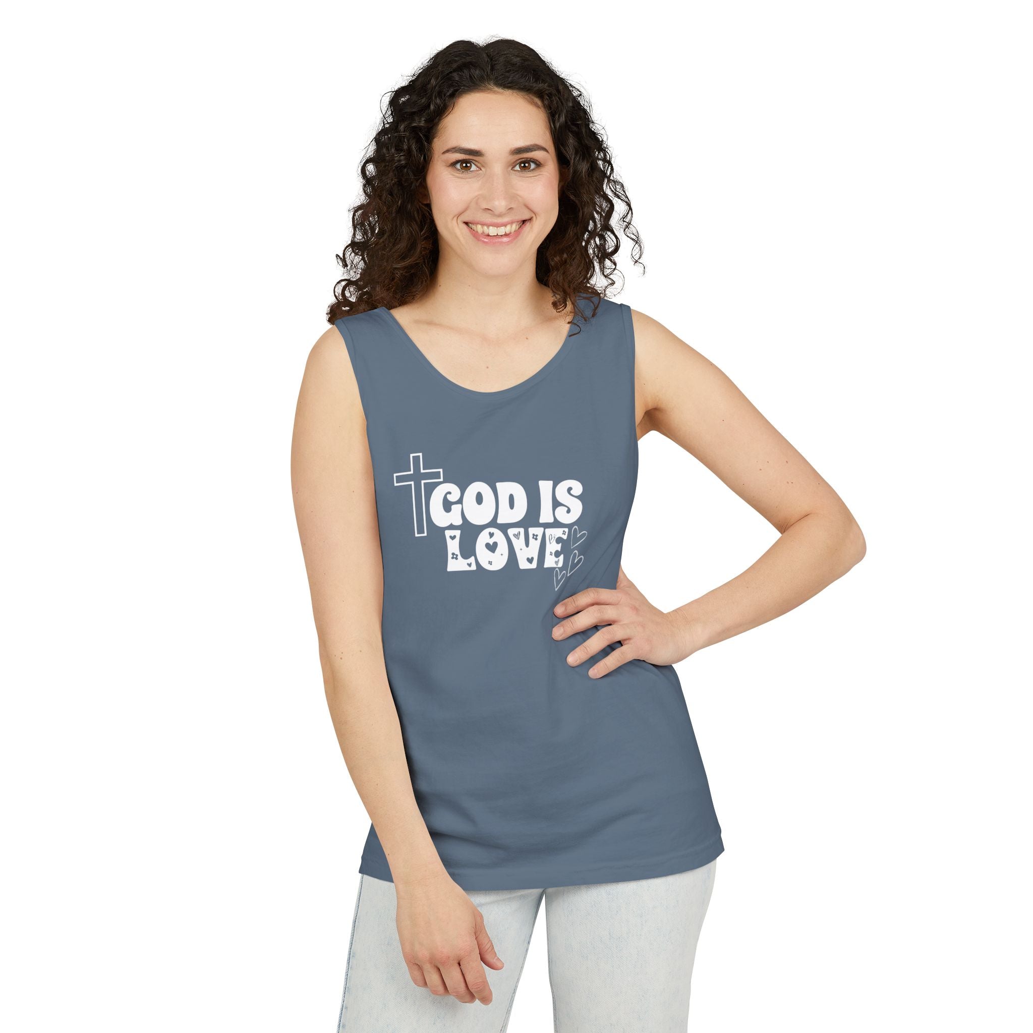 God is Love Unisex Relaxed Fit Tank Top, Religious Tank Top for Men and Women, Christian Faith Apparel, Inspirational Gift,
