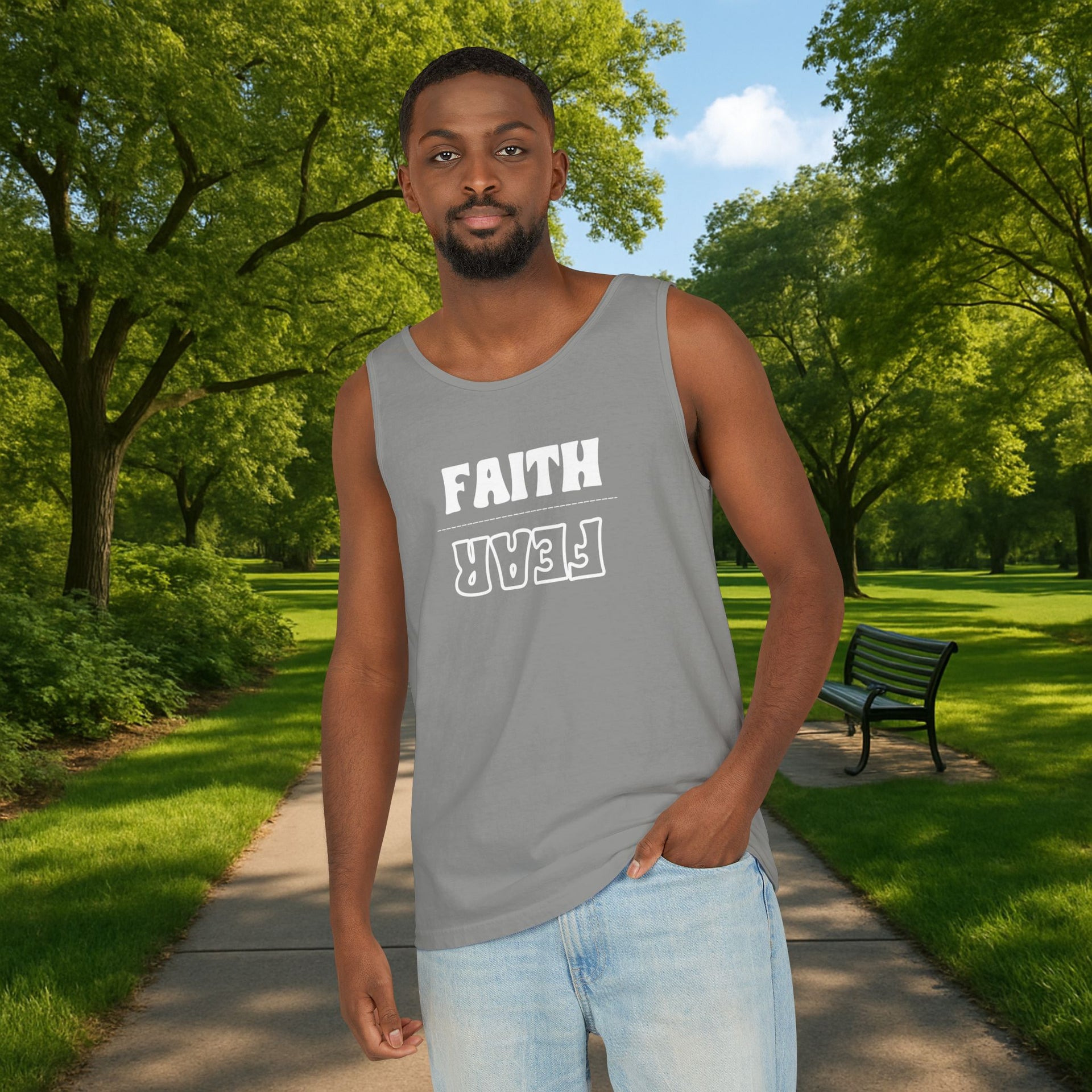 Faith Over Fear Unisex Relaxed Fit Tank Top - My Faith My Father