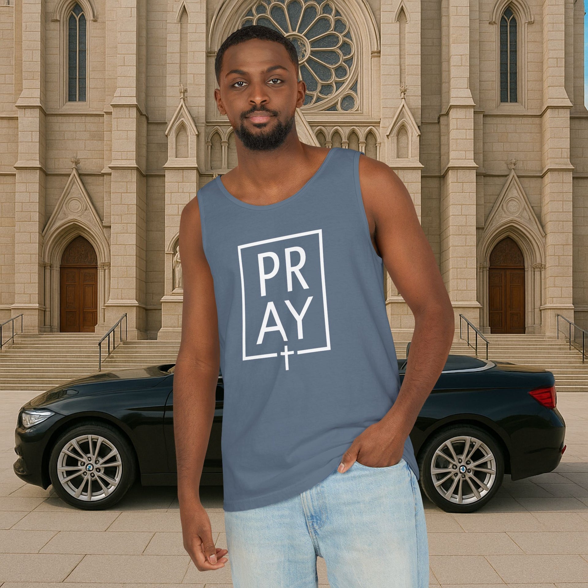 Pray + Cross Unisex Relaxed Fit Tank Top - My Faith My Father