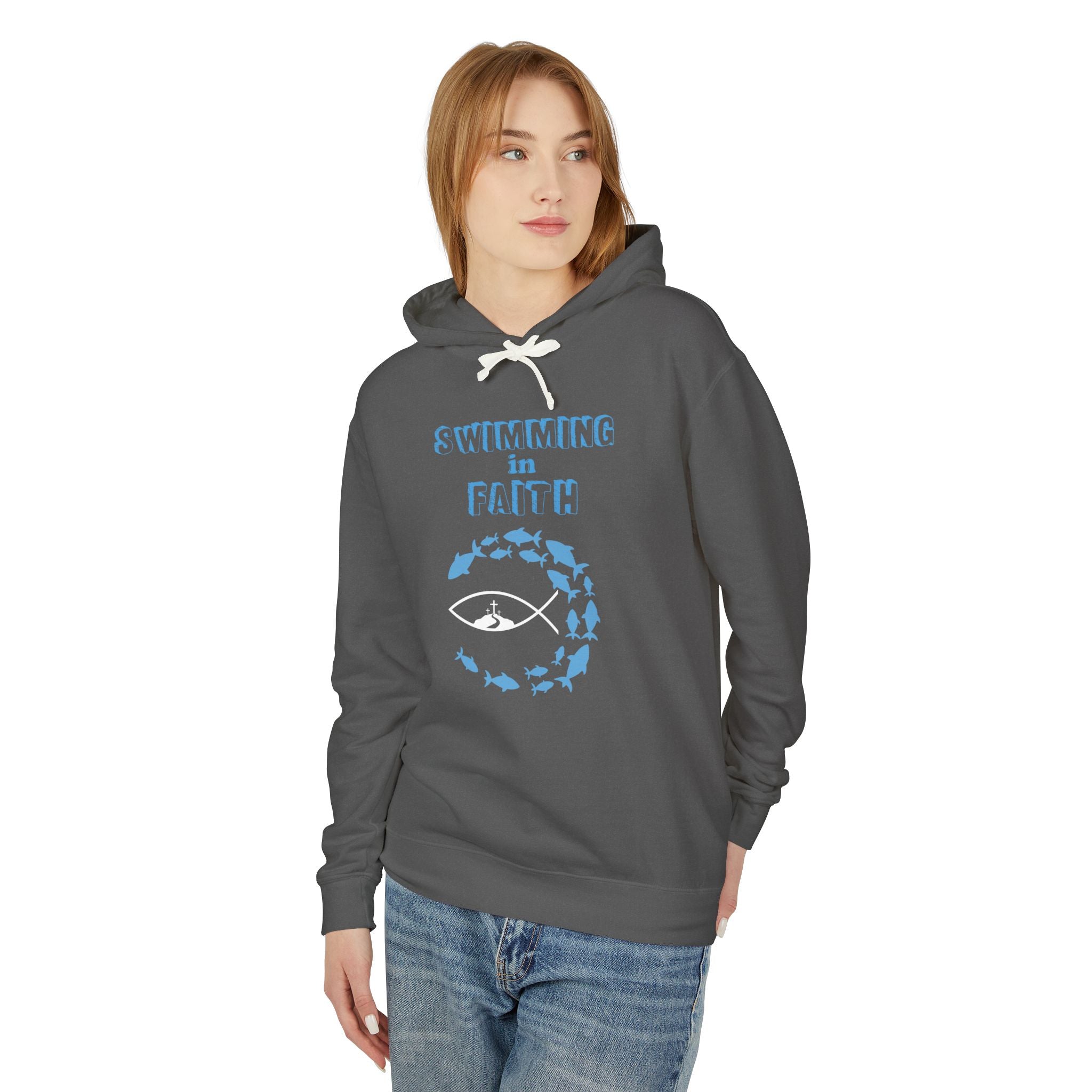 Swimming In Faith Unisex Lightweight Hooded Sweatshirt