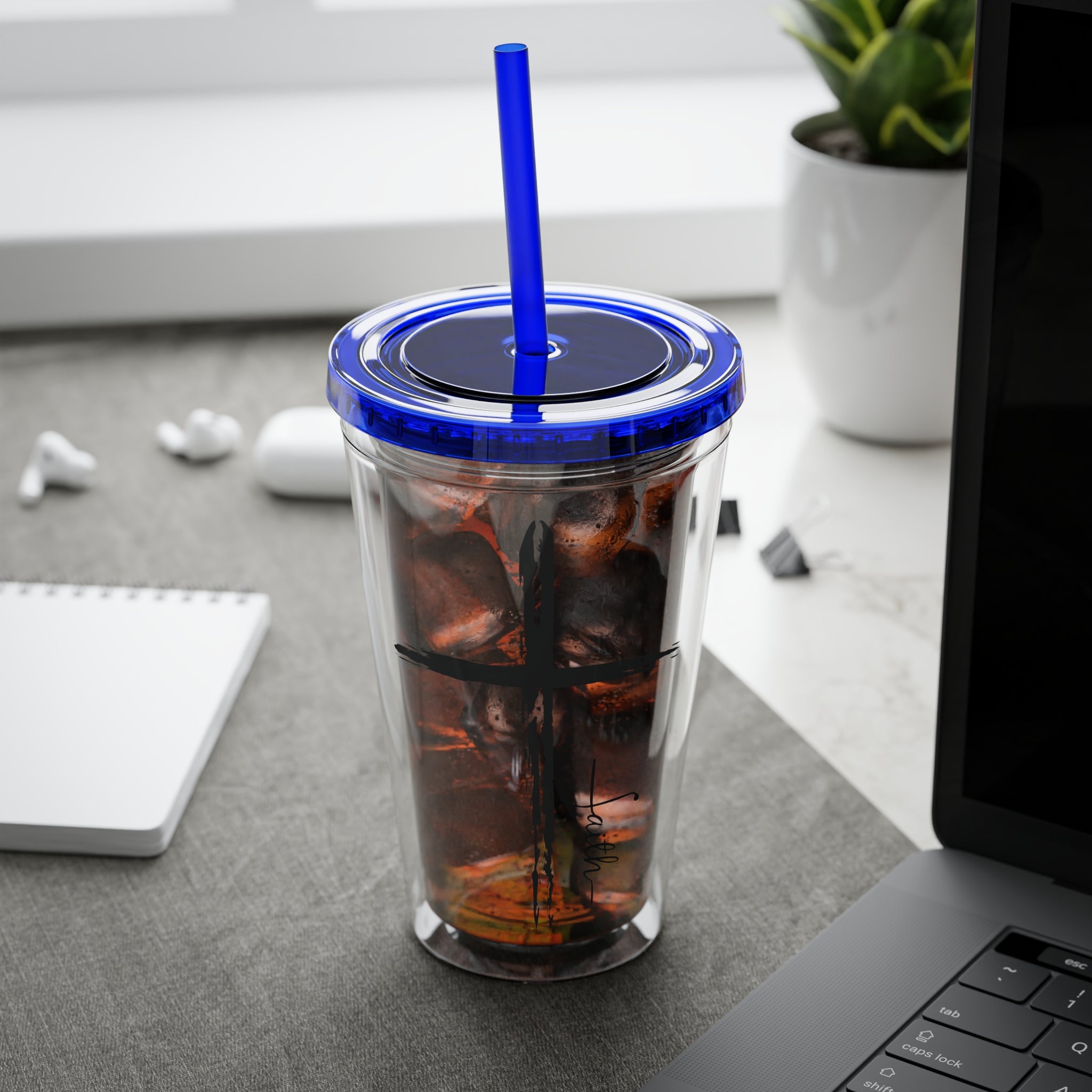 Cross With Faith Sunsplash 16oz Tumbler with Straw