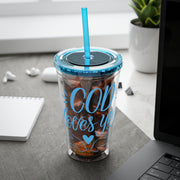 God Loves You 16oz Sunsplash Tumbler With Straw - My Faith My Father