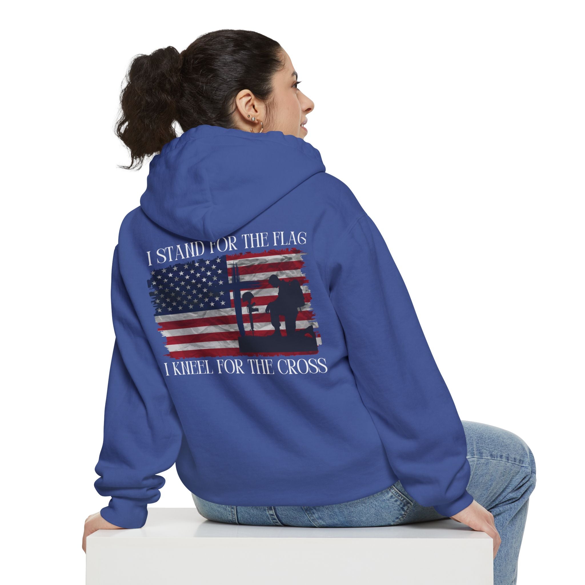 I Stand for the Flag, I Kneel for the Cross Unisex Relaxed Fit Hoodie