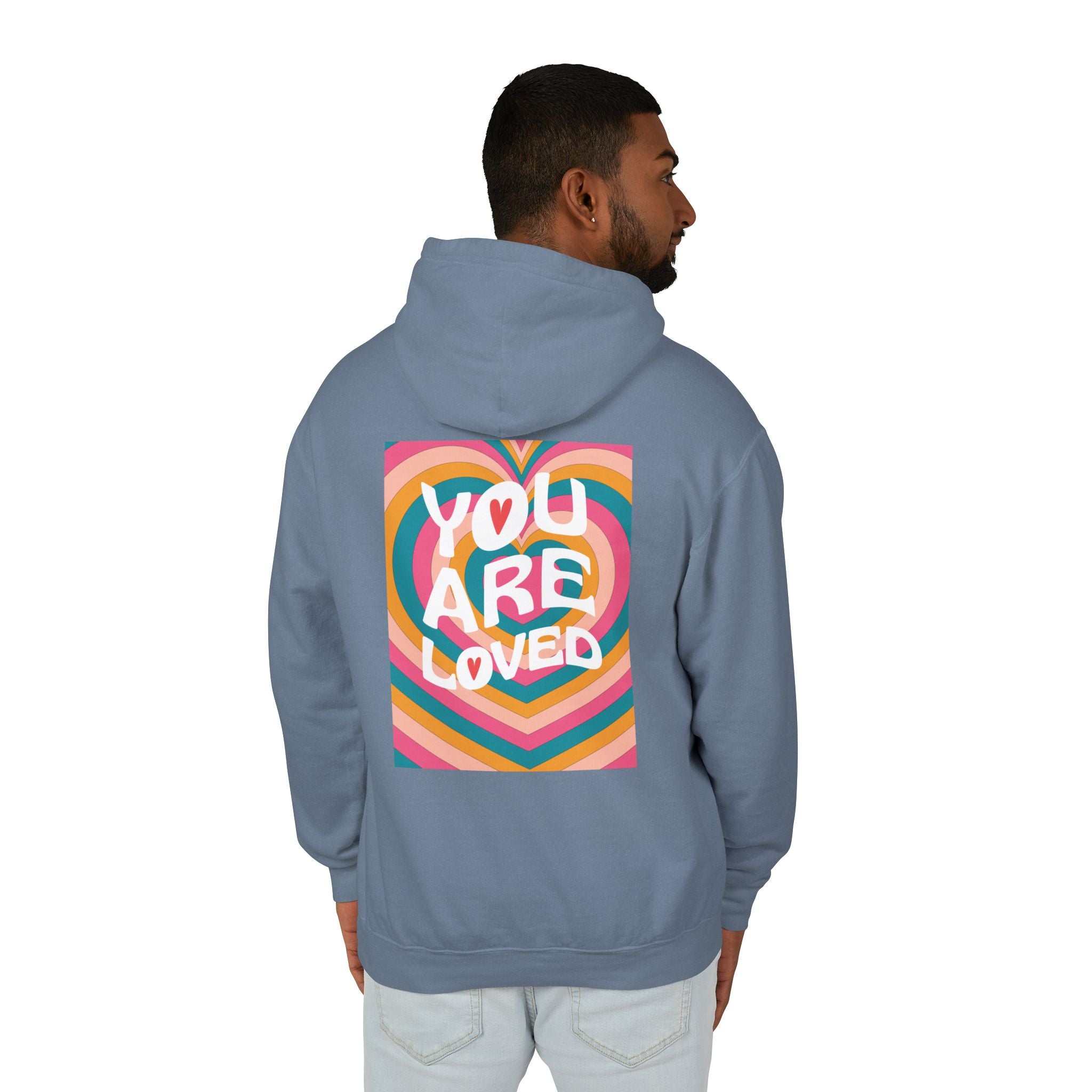 You Are Loved Retro, Unisex, Relaxed Fit, Lightweight Hooded Sweatshirt