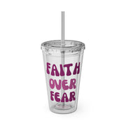 Faith Over Fear Sunsplash 16oz Tumbler With Straw - My Faith My Father