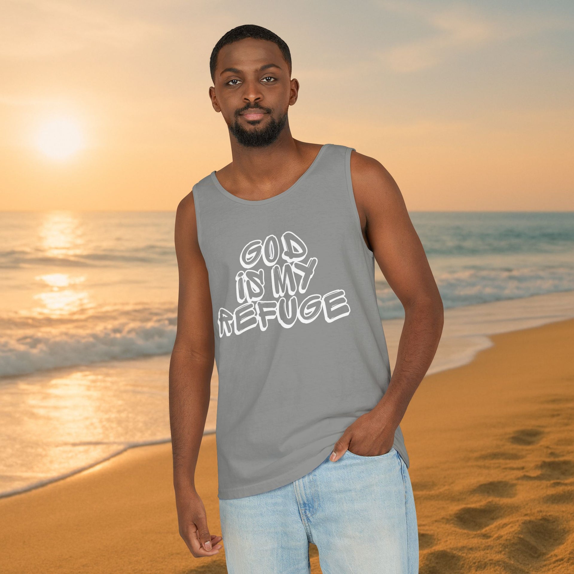 God is My Refuge Unisex Relaxed Fit Tank Top - My Faith My Father