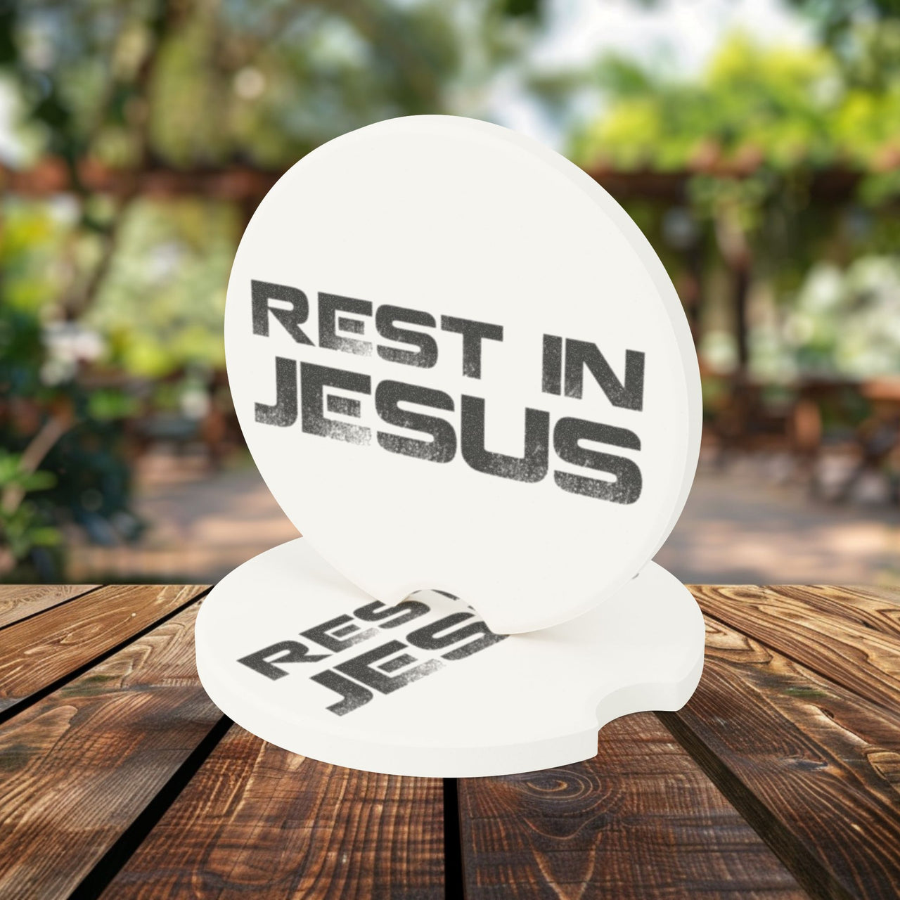 Rest in Jesus Soapstone Car Coaster - My Faith My Father