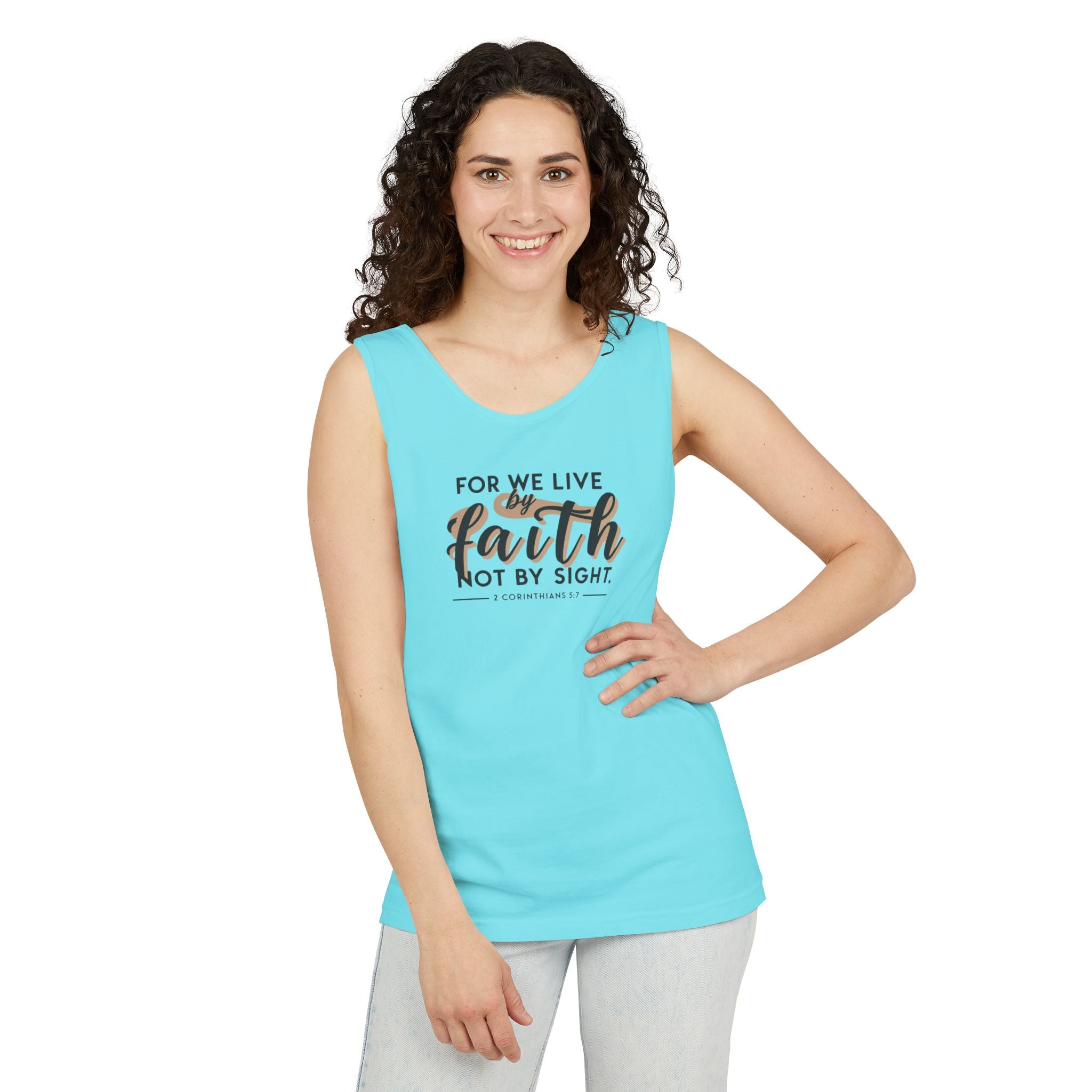 For We Live By Faith Unisex Tank Top, Faithful Tank Top, Religious Muscle Tee, Christian Inspirational Tank Top,