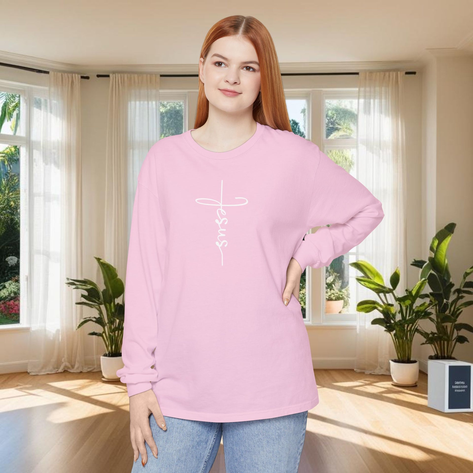 Jesus Cross Unisex Relaxed Fit Long Sleeve T-Shirt - My Faith My Father