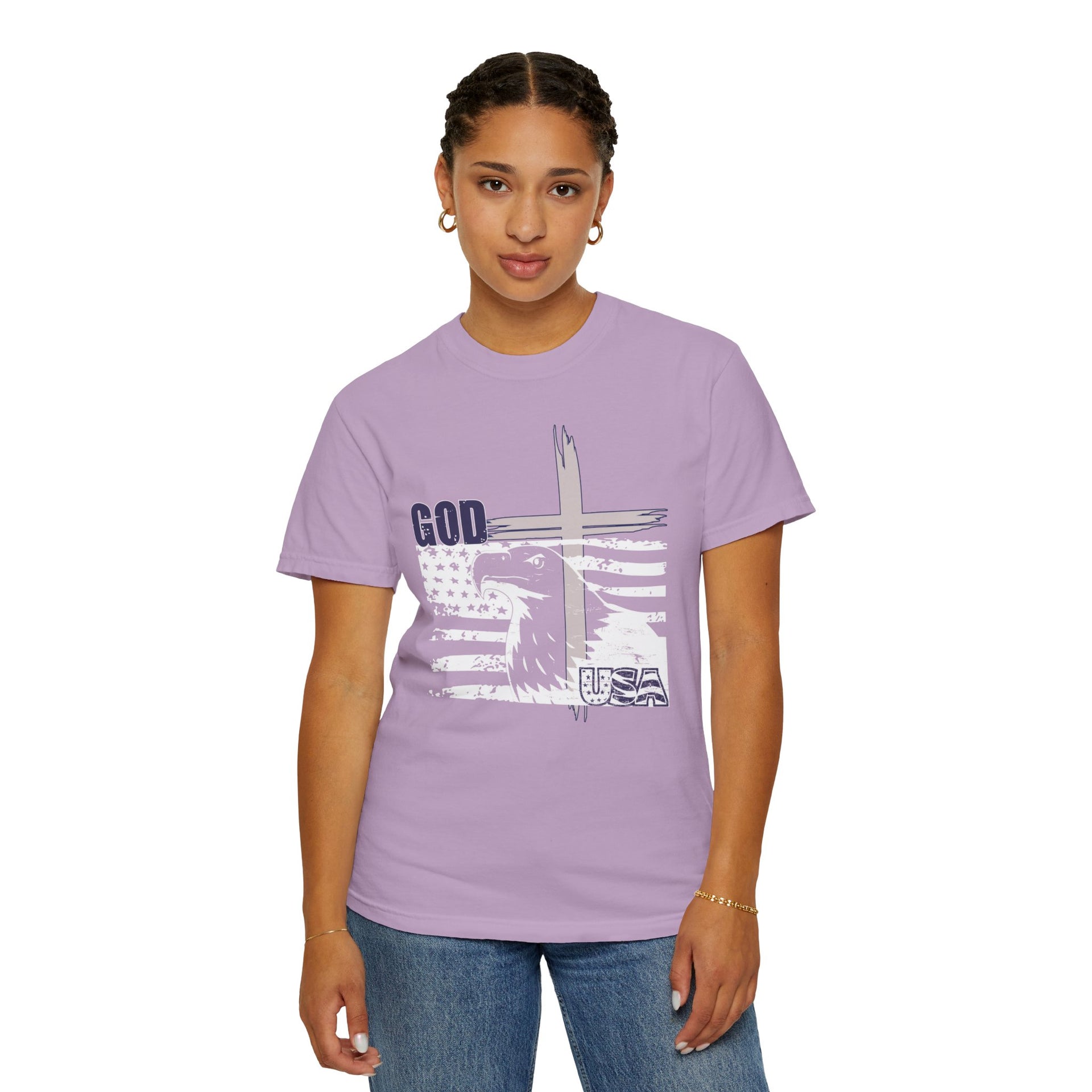 God + USA Unisex Relaxed Fit Garment-Dyed T-shirt, Christian Inspirational Tee - My Faith My Father