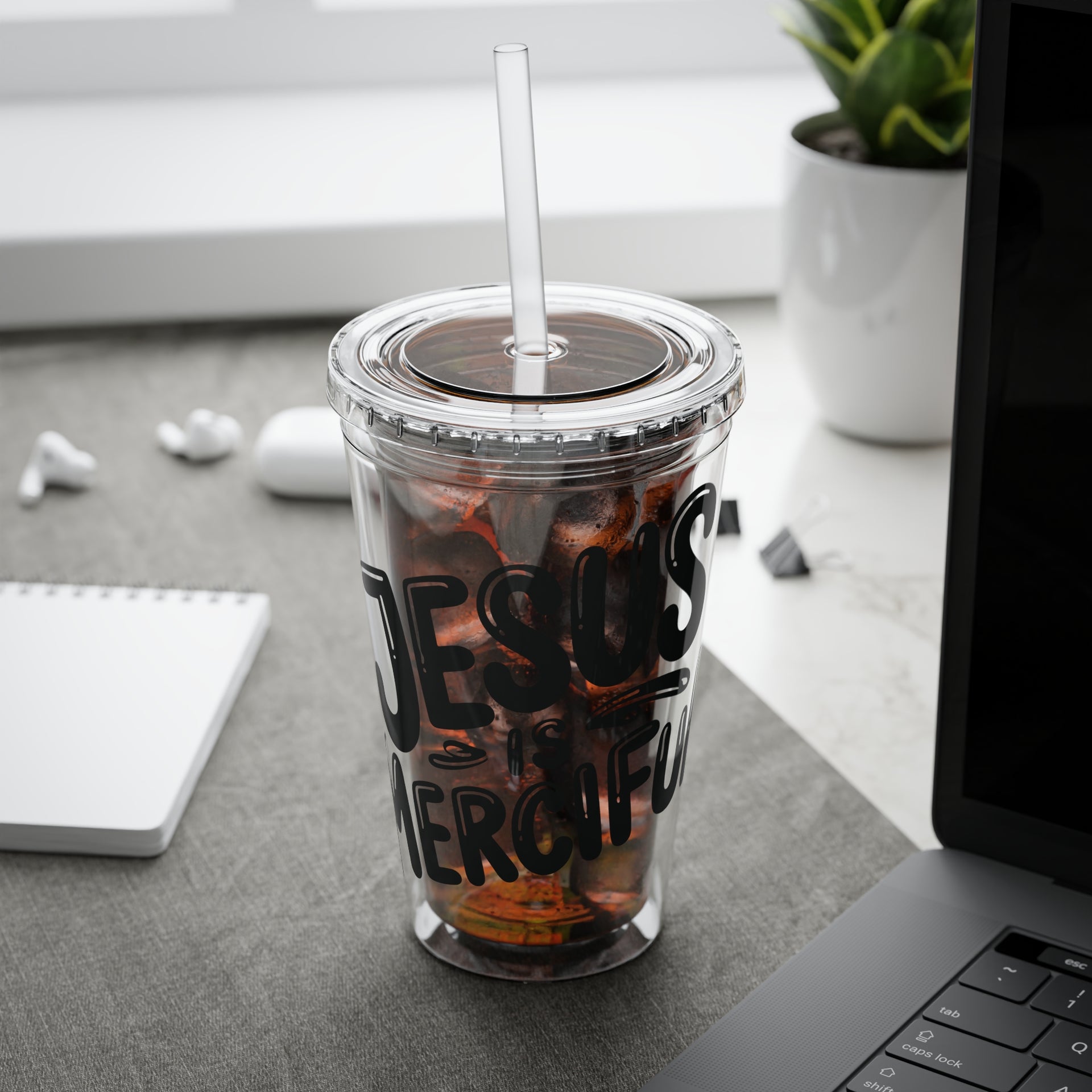 Jesus Is Merciful Sunsplash 16oz Tumbler With Straw - My Faith My Father