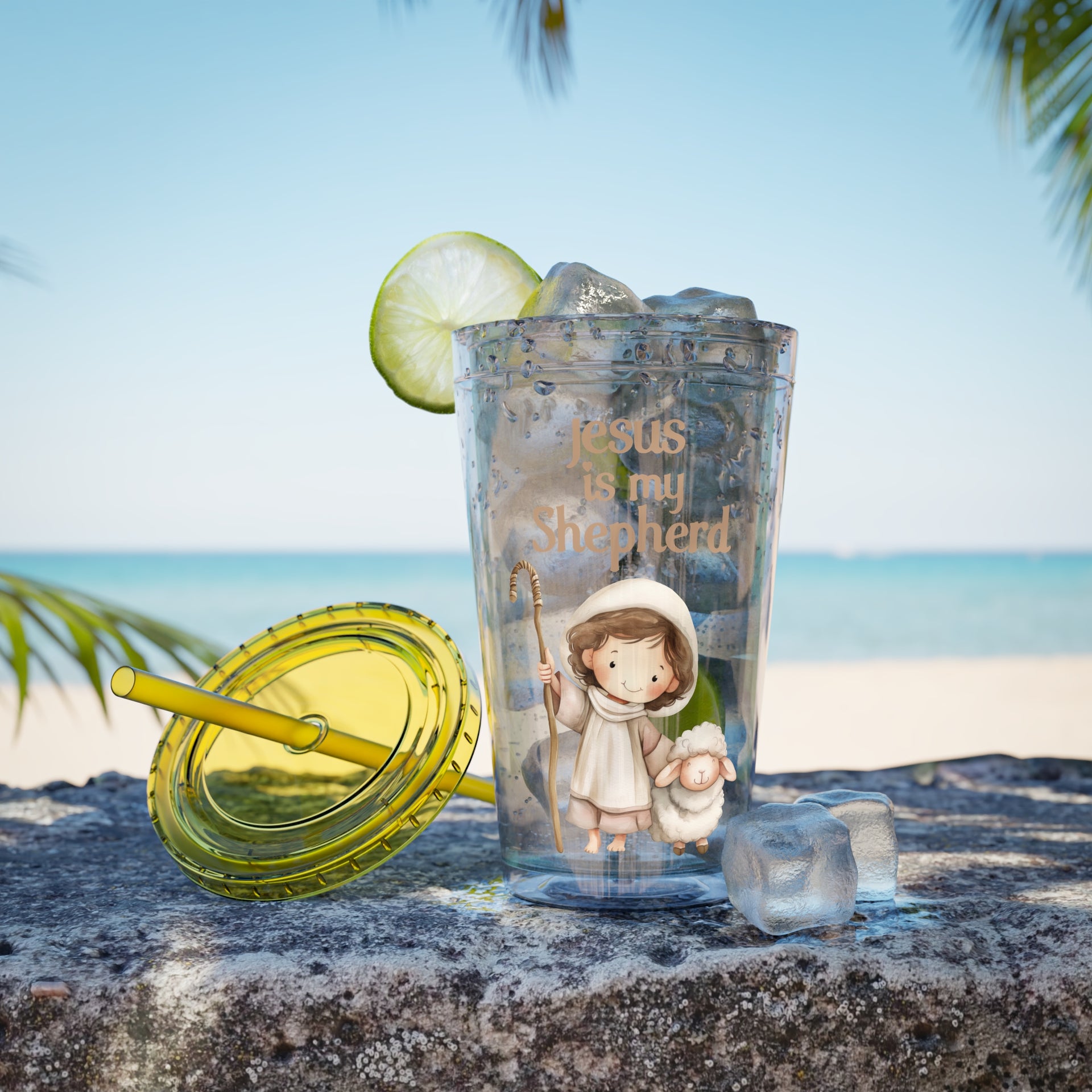 Jesus Is My Shepherd Sunsplash 16oz Tumbler With Straw - My Faith My Father