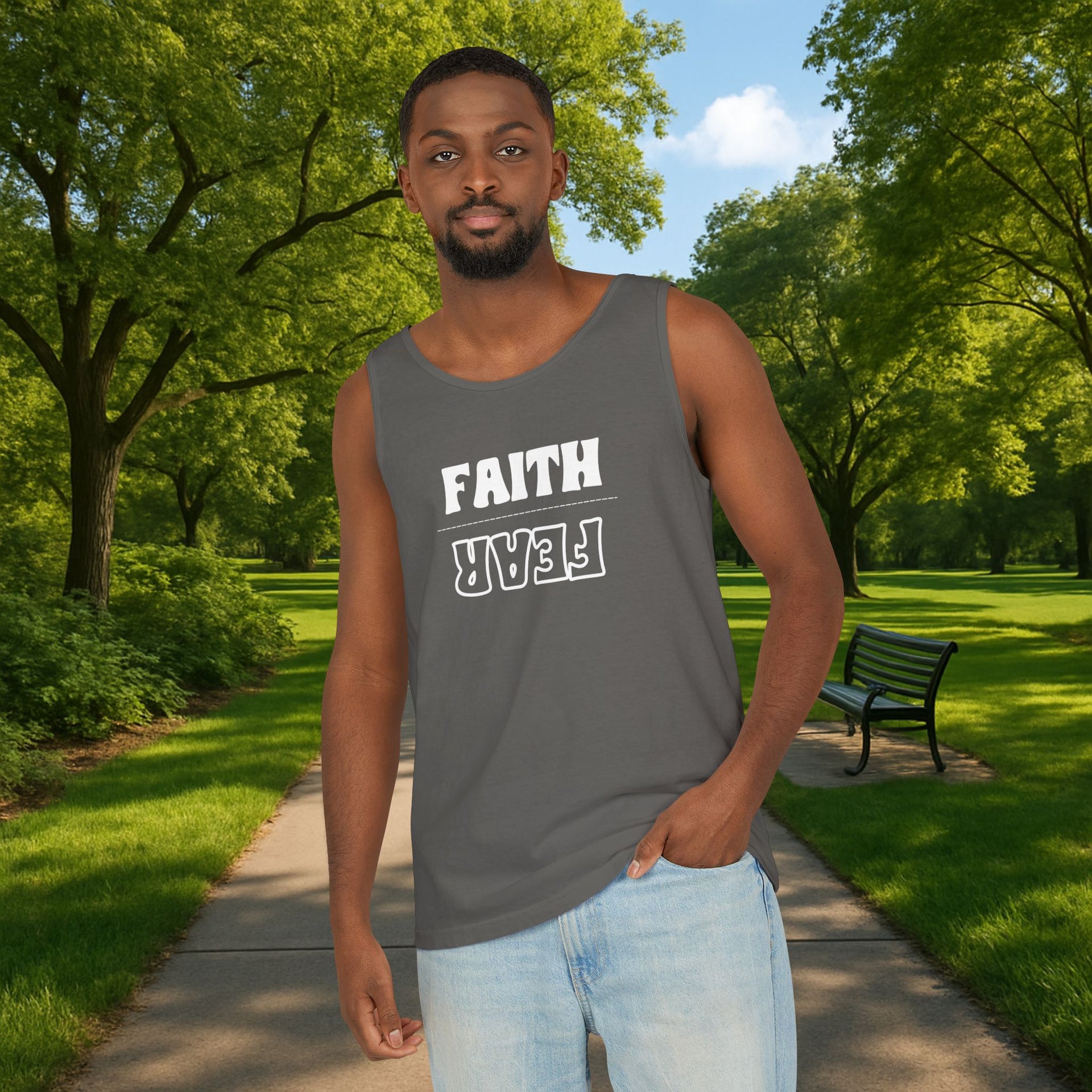 Faith Over Fear Unisex Relaxed Fit Tank Top - My Faith My Father