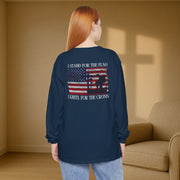 I Stand for the Flag, I Kneel for the Cross Unisex Relaxed Fit Long Sleeve T-Shirt - My Faith My Father