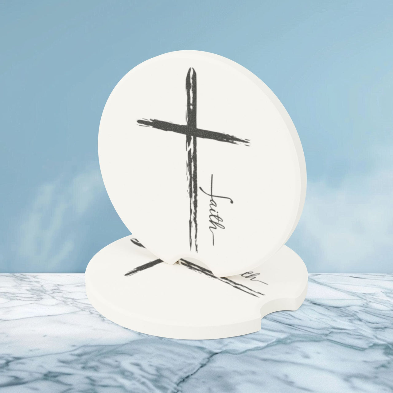 Cross With Faith Soapstone Car Coasters - My Faith My Father