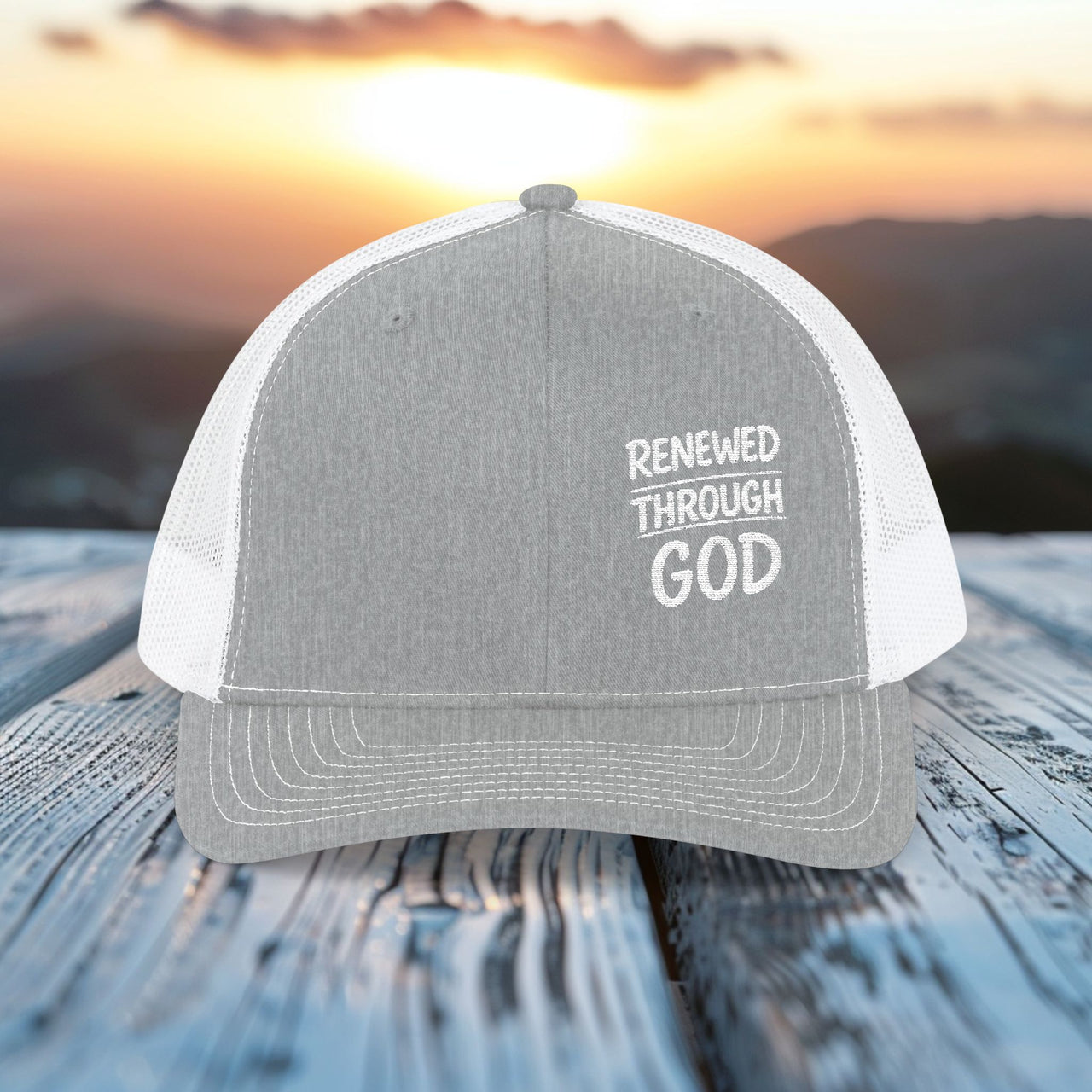 Renewed Through God Embroidered Snapback Trucker Hat