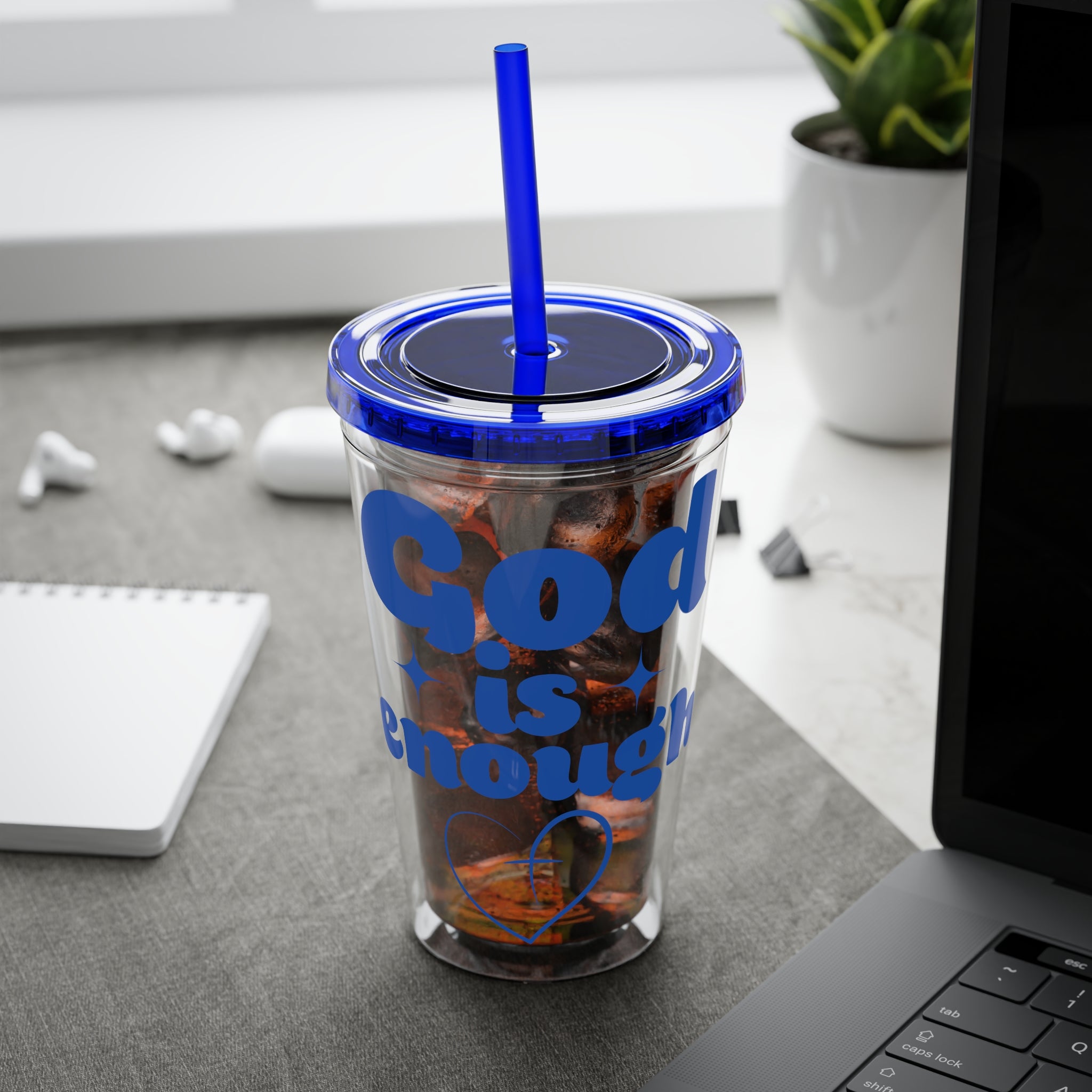 God Is Enough Sunsplash 16oz Tumbler With Straw