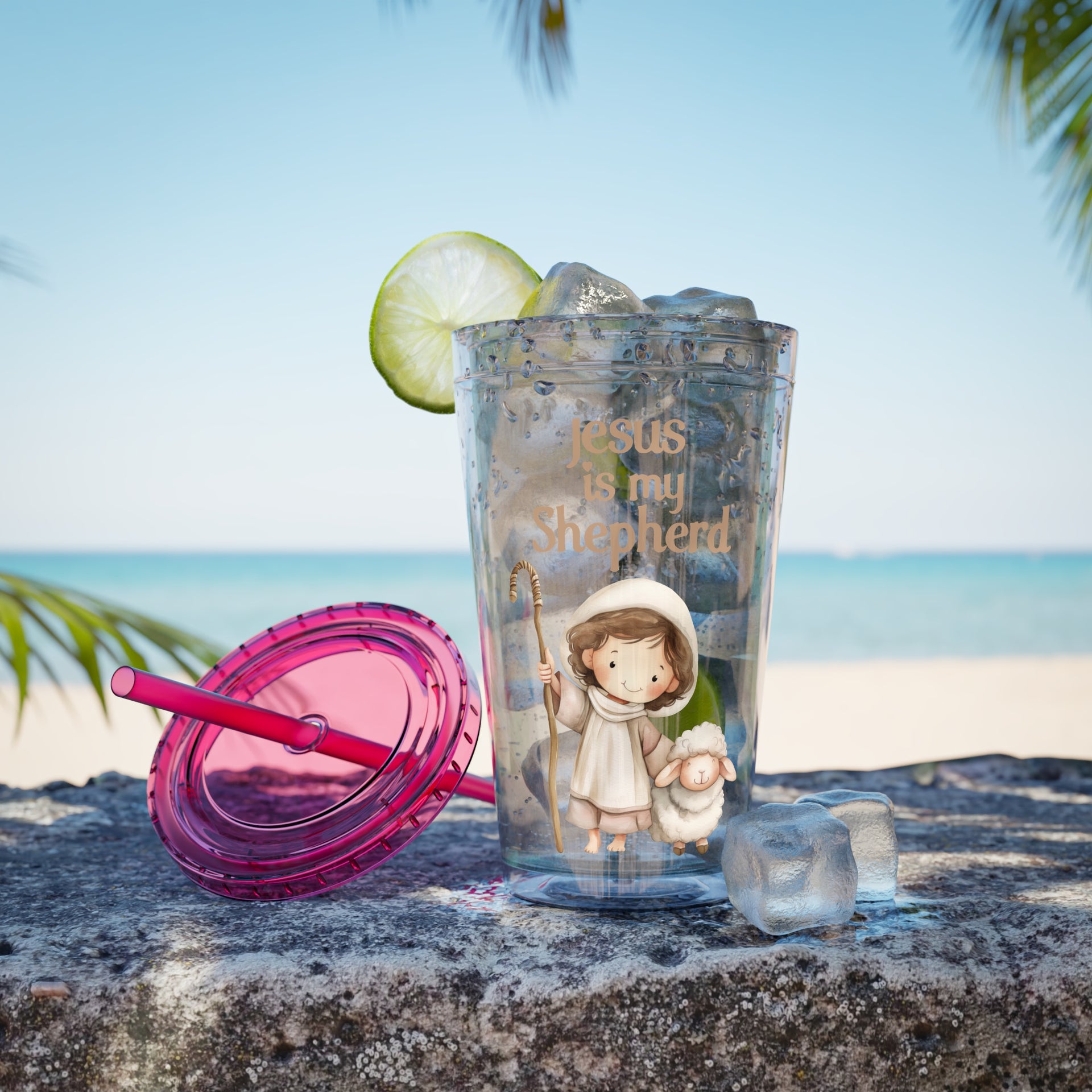 Jesus Is My Shepherd Sunsplash 16oz Tumbler With Straw - My Faith My Father