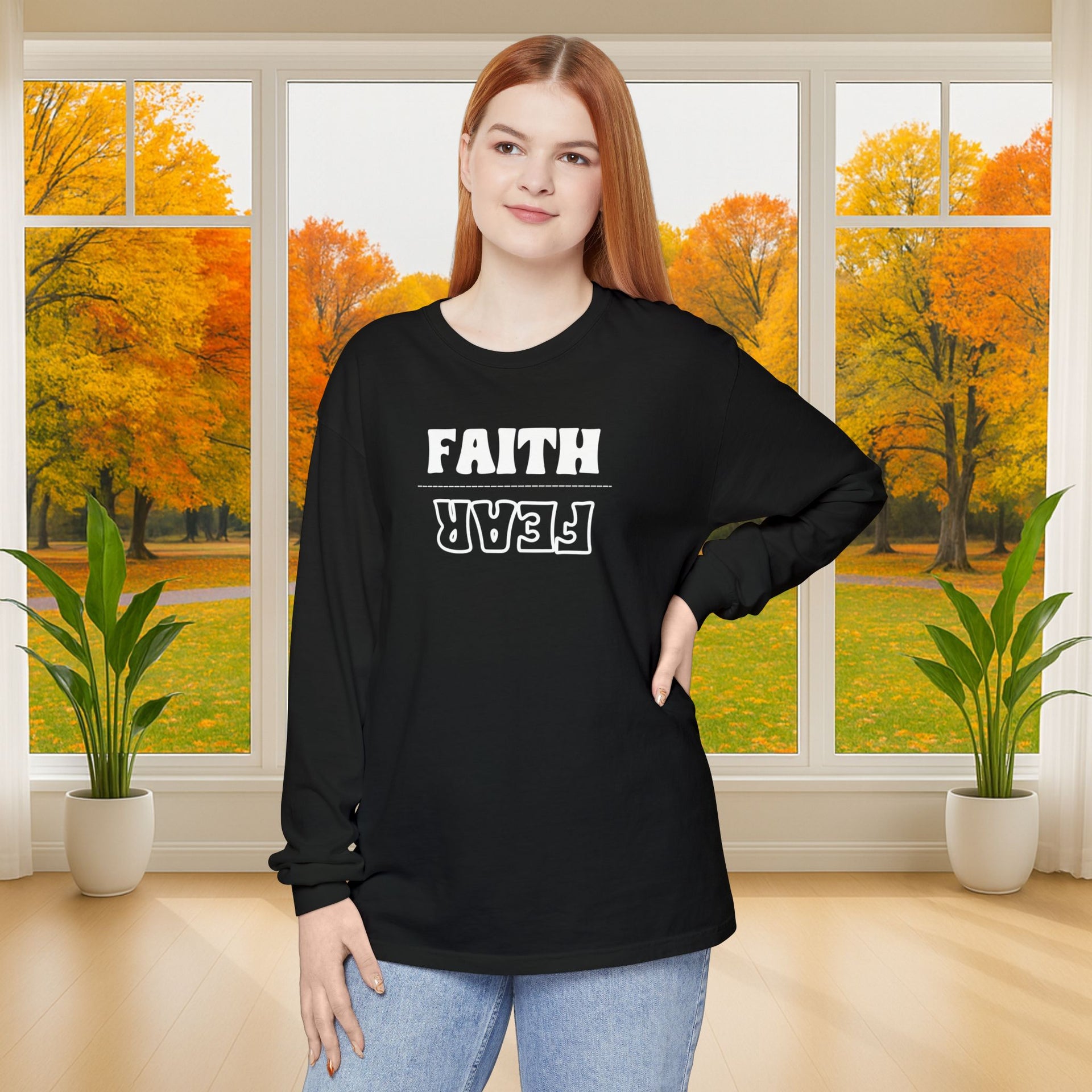Faith Over Fear Unisex Relaxed Fit Long Sleeve T-Shirt - My Faith My Father