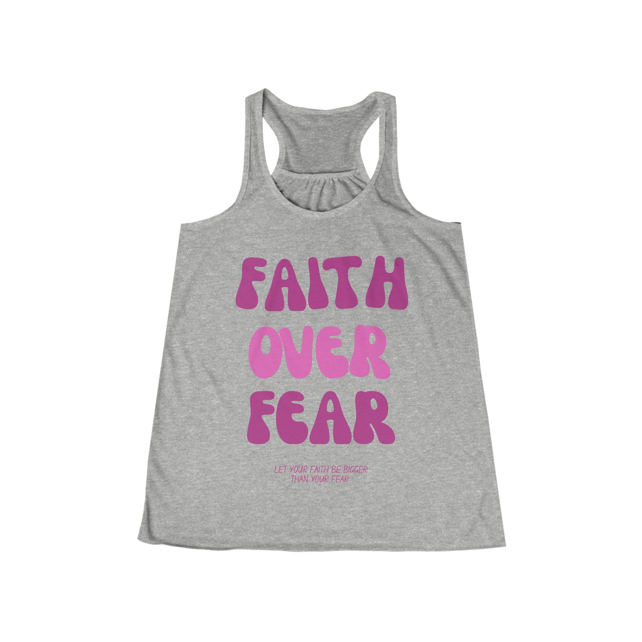 Faith Over Fear Women's Flowy Racerback Tank, Inspirational Workout Top, Summer Casual Wear, Yoga Shirt, Gift for Her