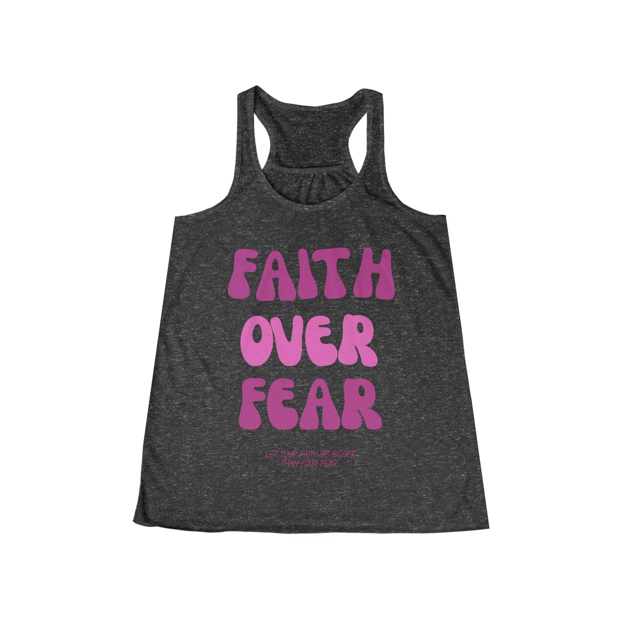 Faith Over Fear Women's Flowy Racerback Tank, Inspirational Workout Top, Summer Casual Wear, Yoga Shirt, Gift for Her
