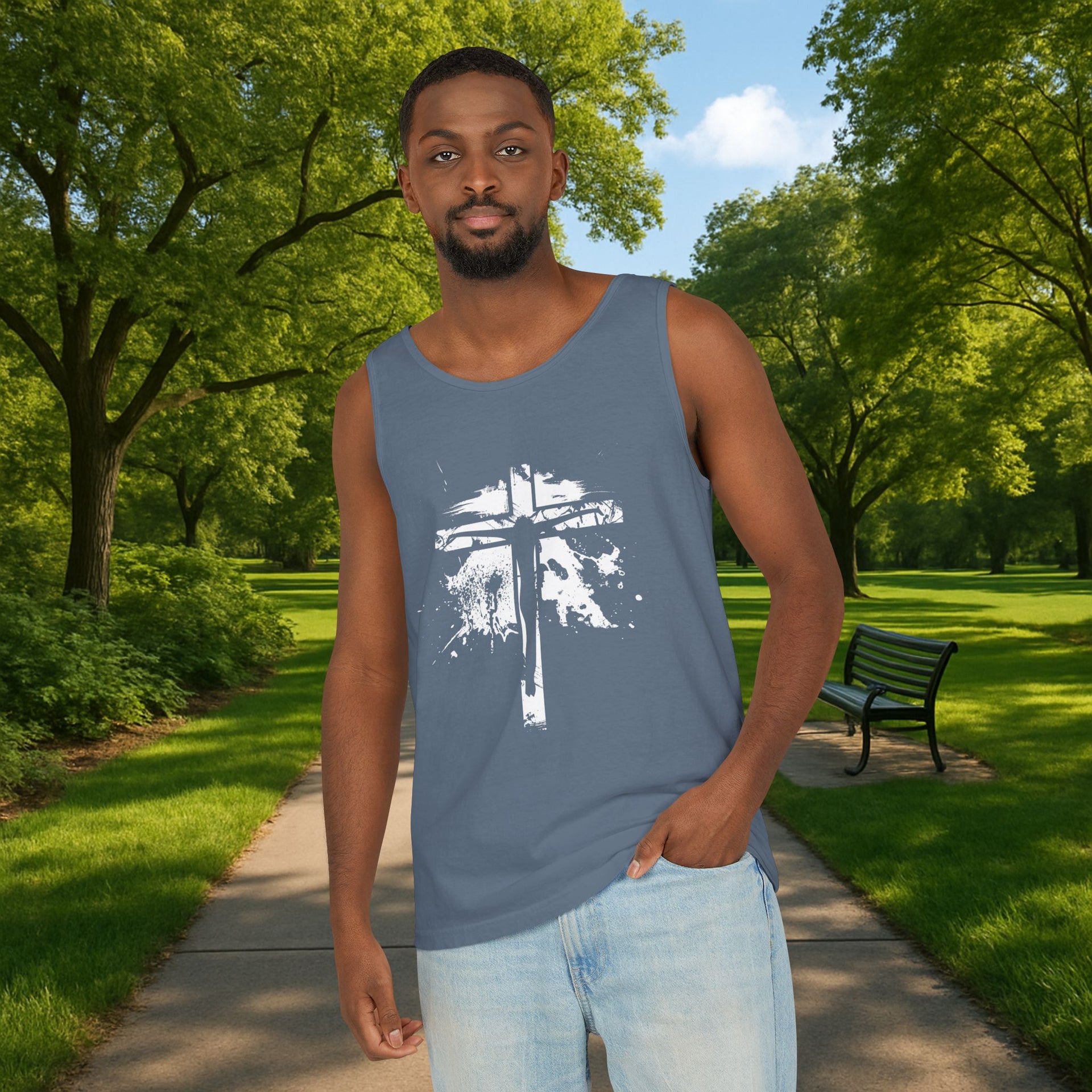 Jesus On Cross Unisex Relaxed Fit Tank Top - My Faith My Father