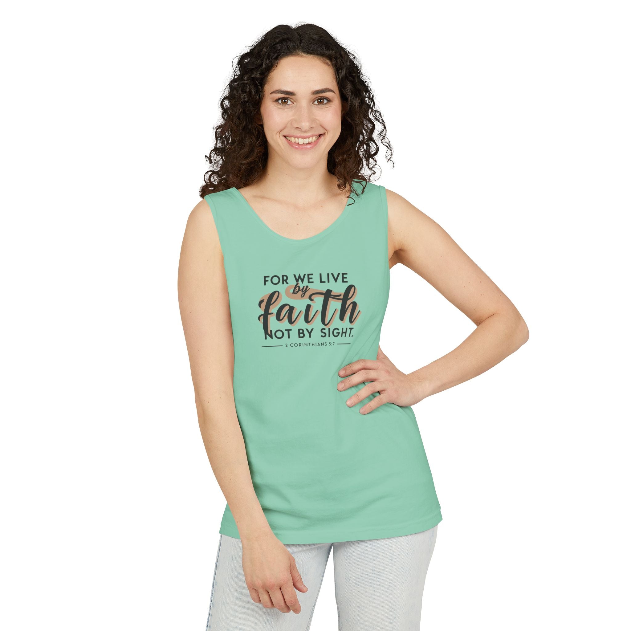 For We Live By Faith Unisex Tank Top, Faithful Tank Top, Religious Muscle Tee, Christian Inspirational Tank Top,
