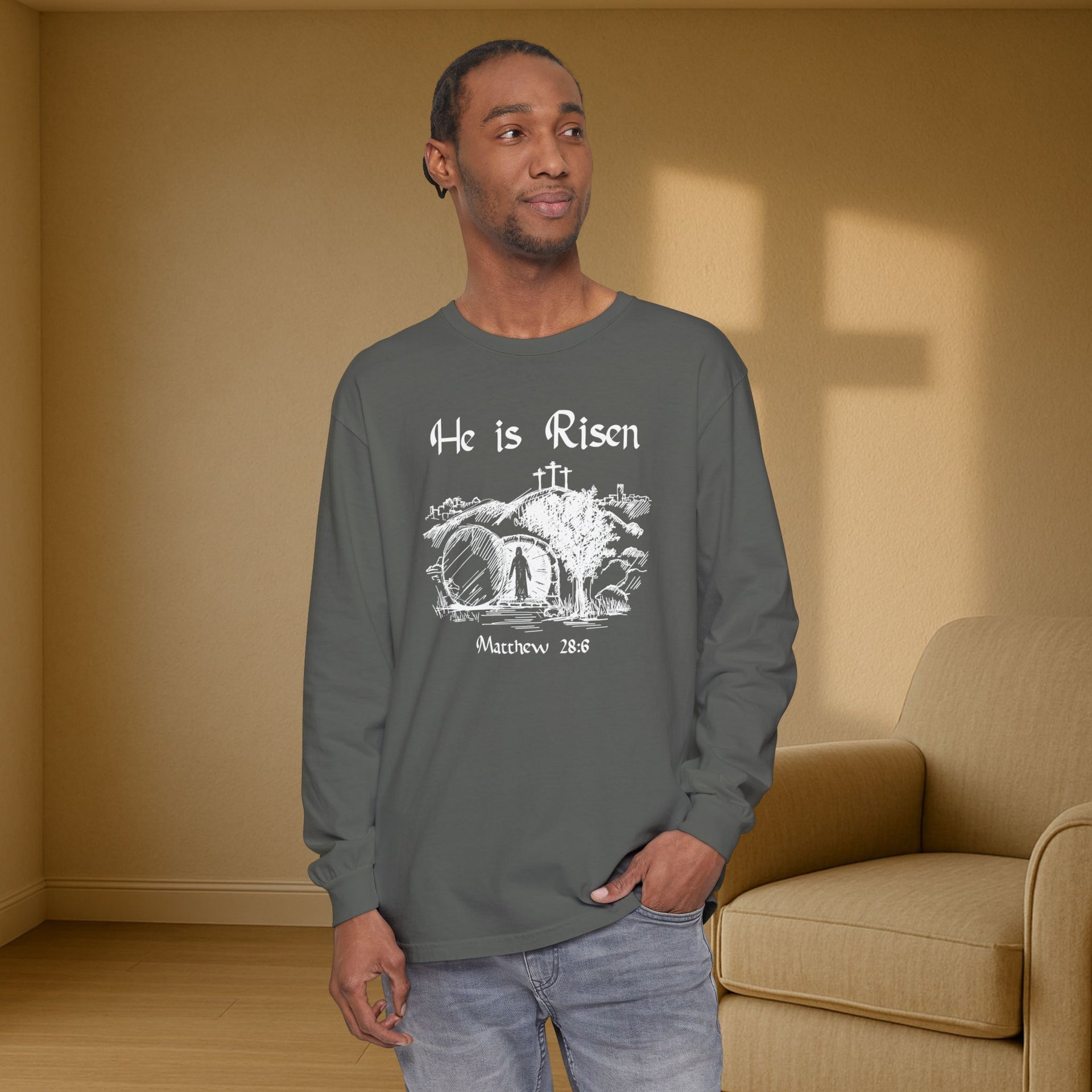 He Is Risen Unisex Relaxed Fit Long Sleeve T-Shirt - My Faith My Father