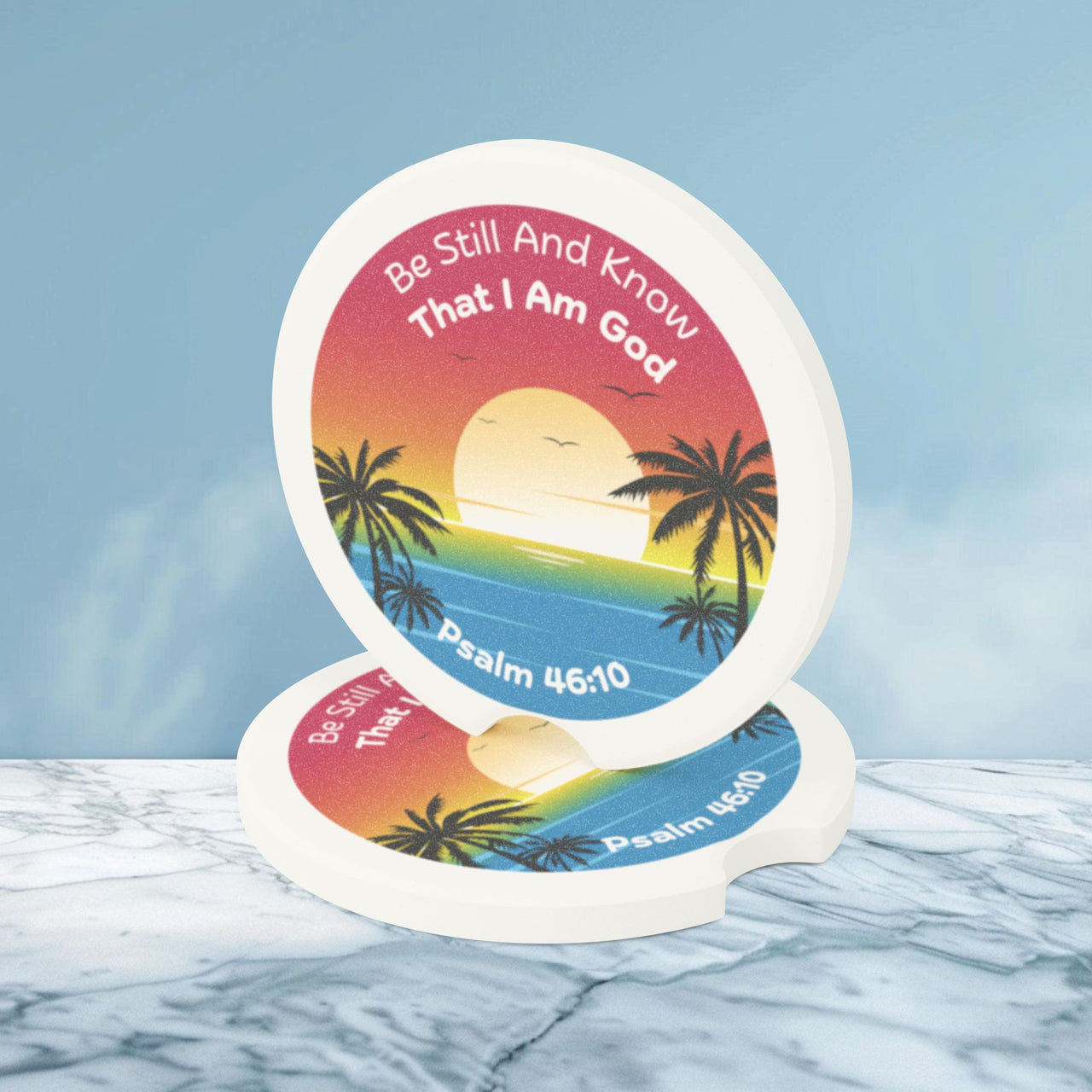 Be Still And Know That I Am God - Psalm 46:10 Soapstone Car Coaster - My Faith My Father