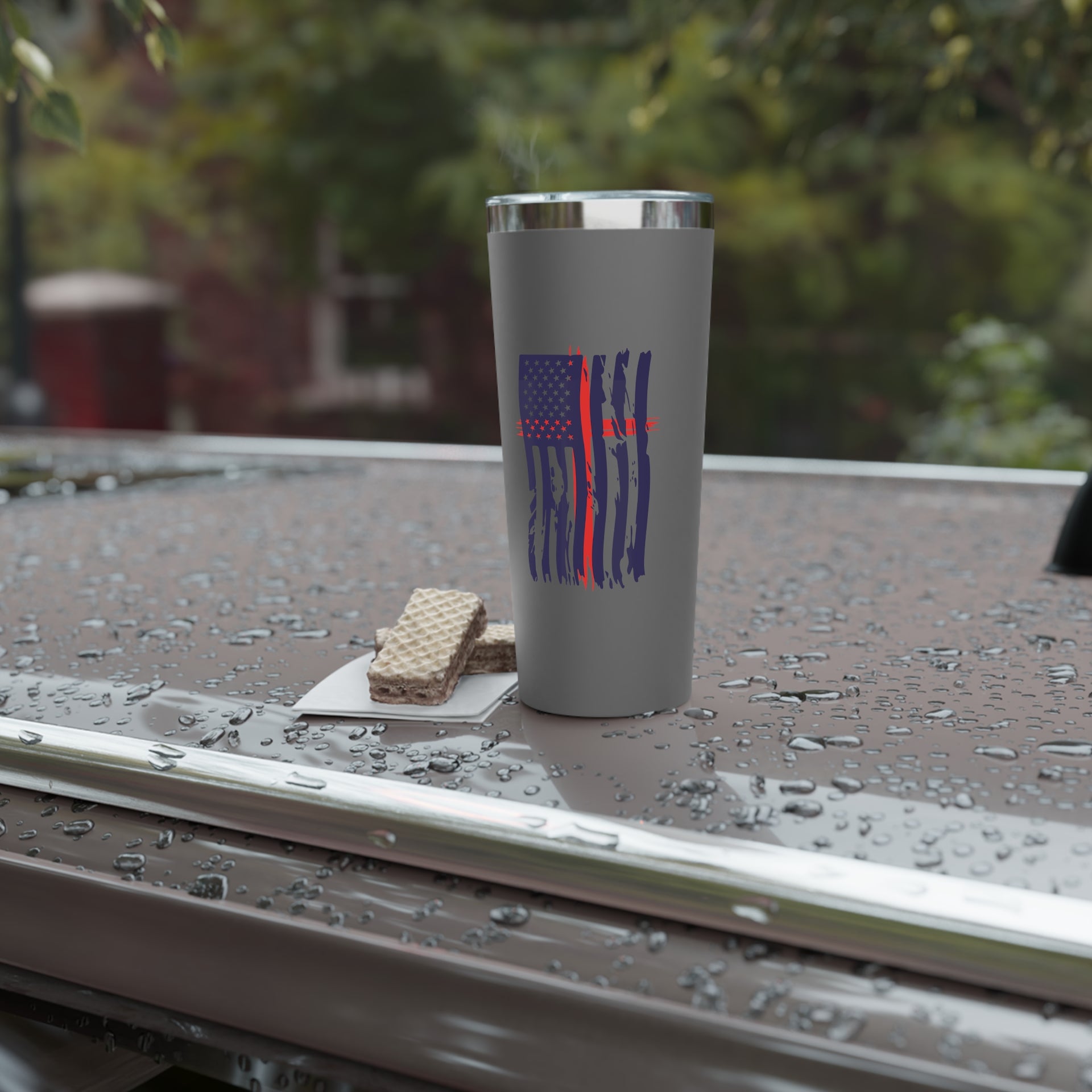 Flag With Cross 22oz Copper Vacuum Insulated Tumbler - My Faith My Father