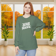 Jesus is Merciful Unisex Relaxed Fit Long Sleeve T-Shirt - My Faith My Father