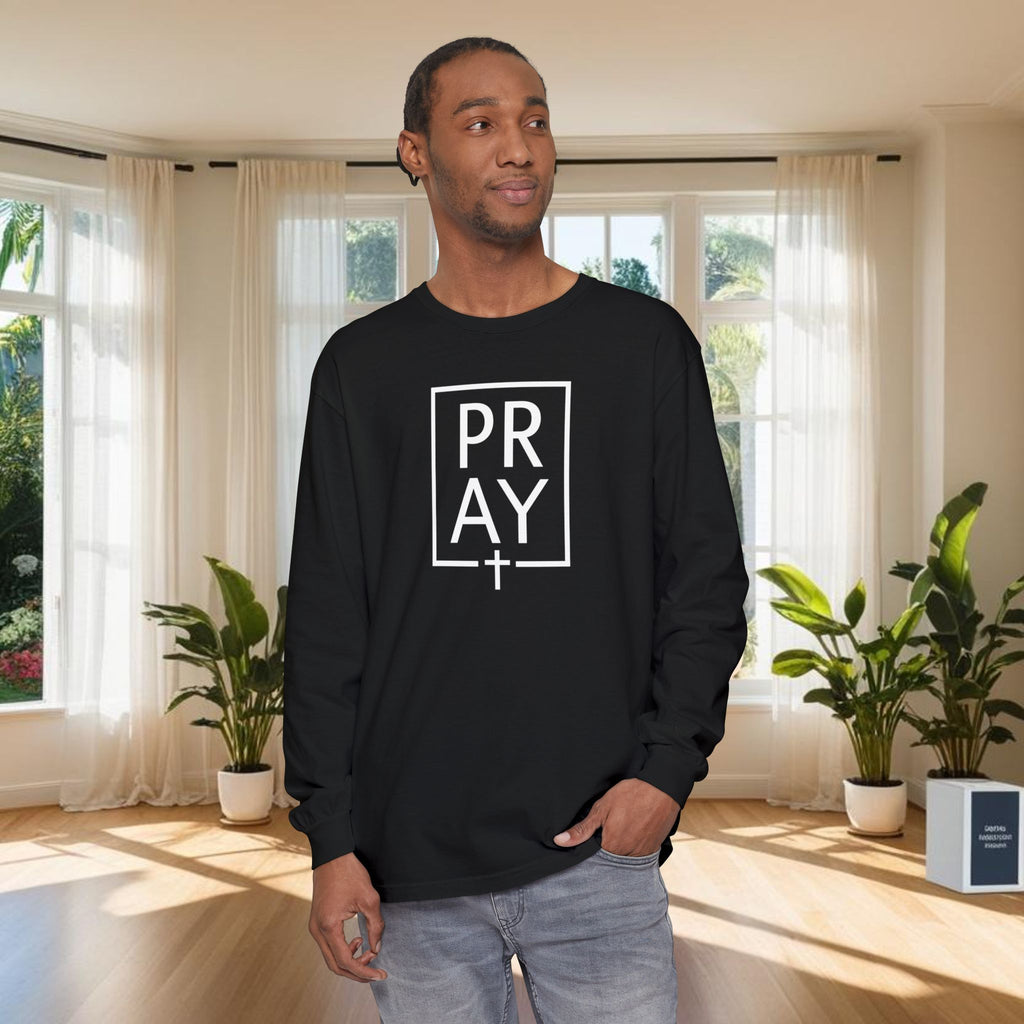 Pray + Cross Unisex Relaxed Fit Long Sleeve T-Shirt - My Faith My Father