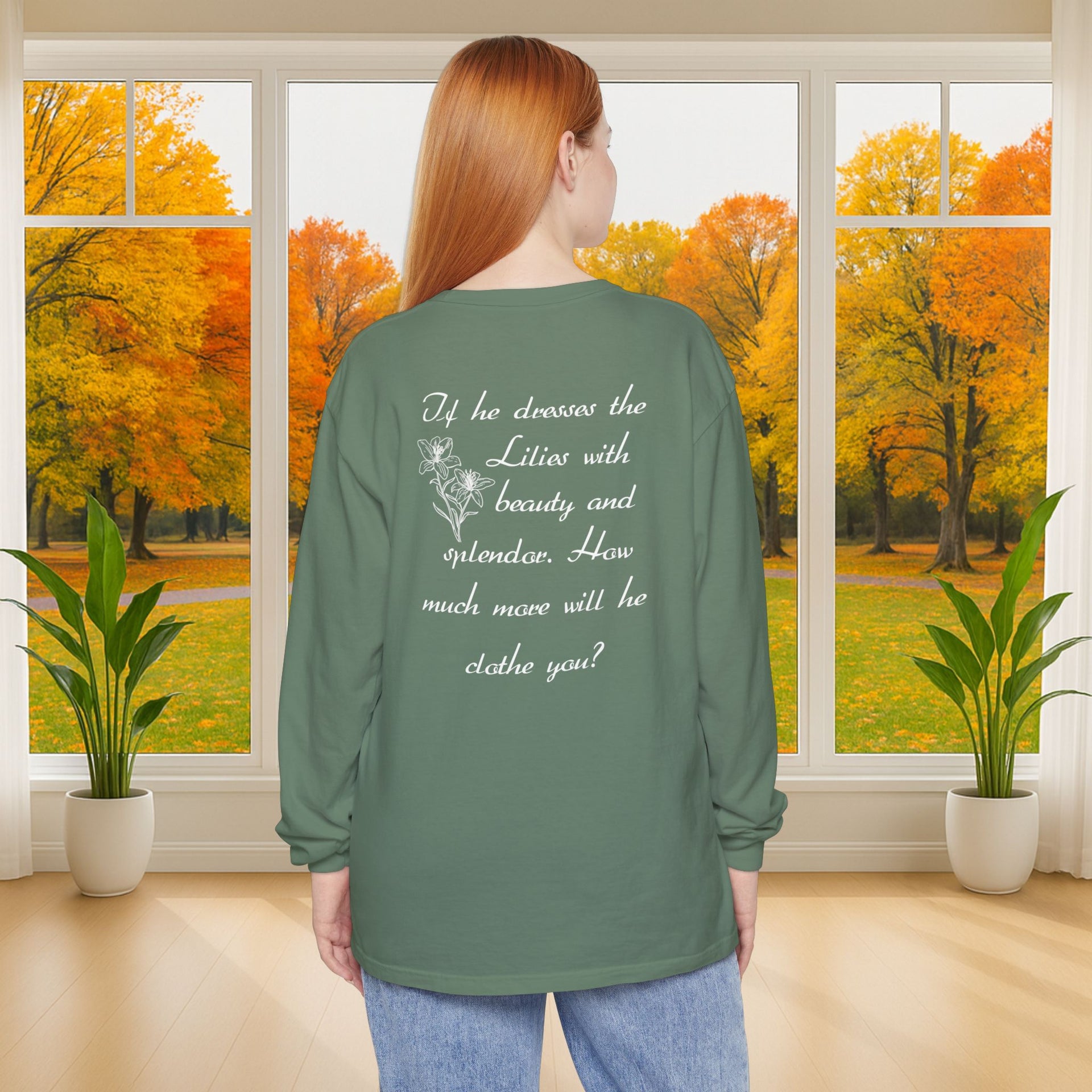 Lilies Unisex Relaxed Fit Long Sleeve T-Shirt - My Faith My Father