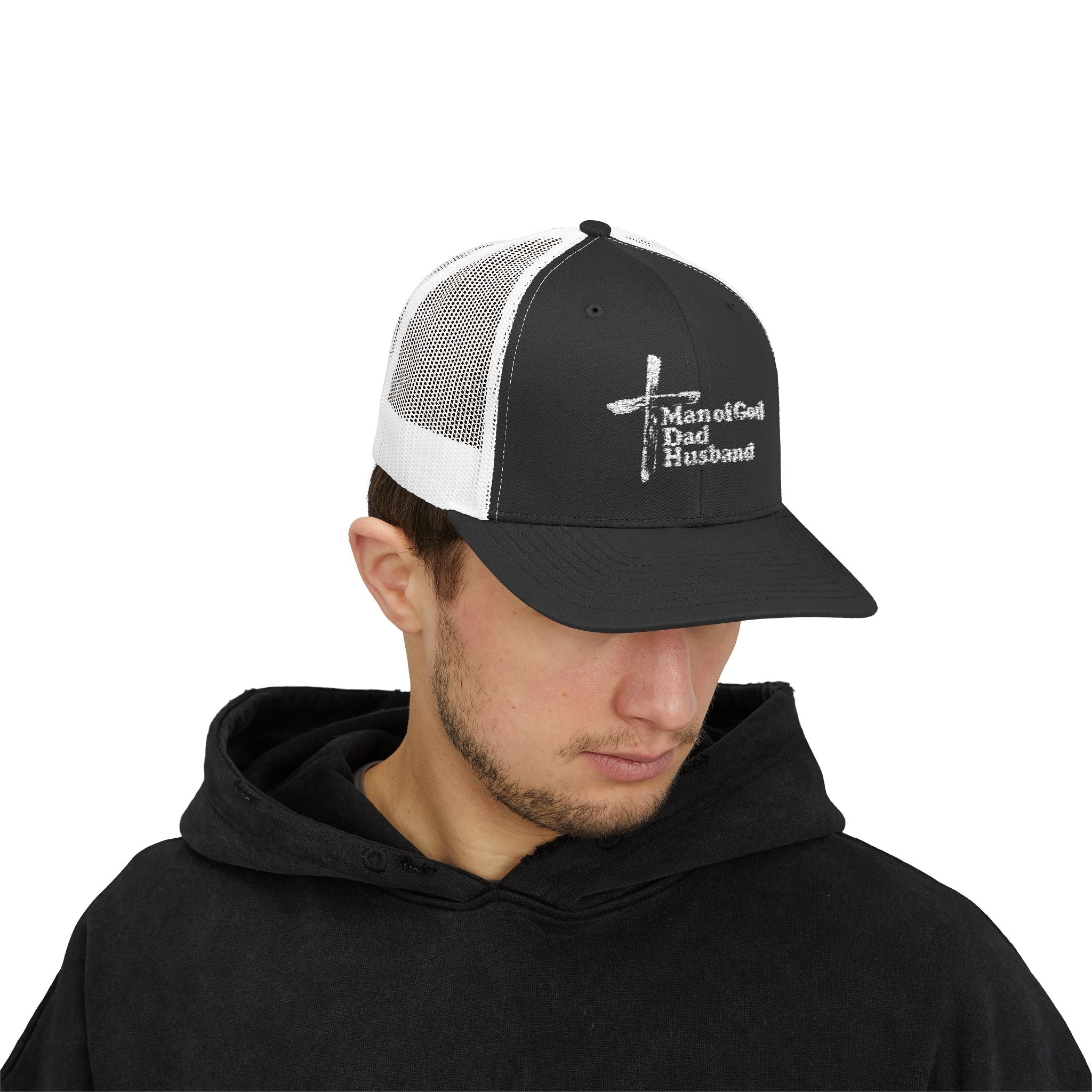 Man of God, Dad, Husband Snapback Trucker Hat