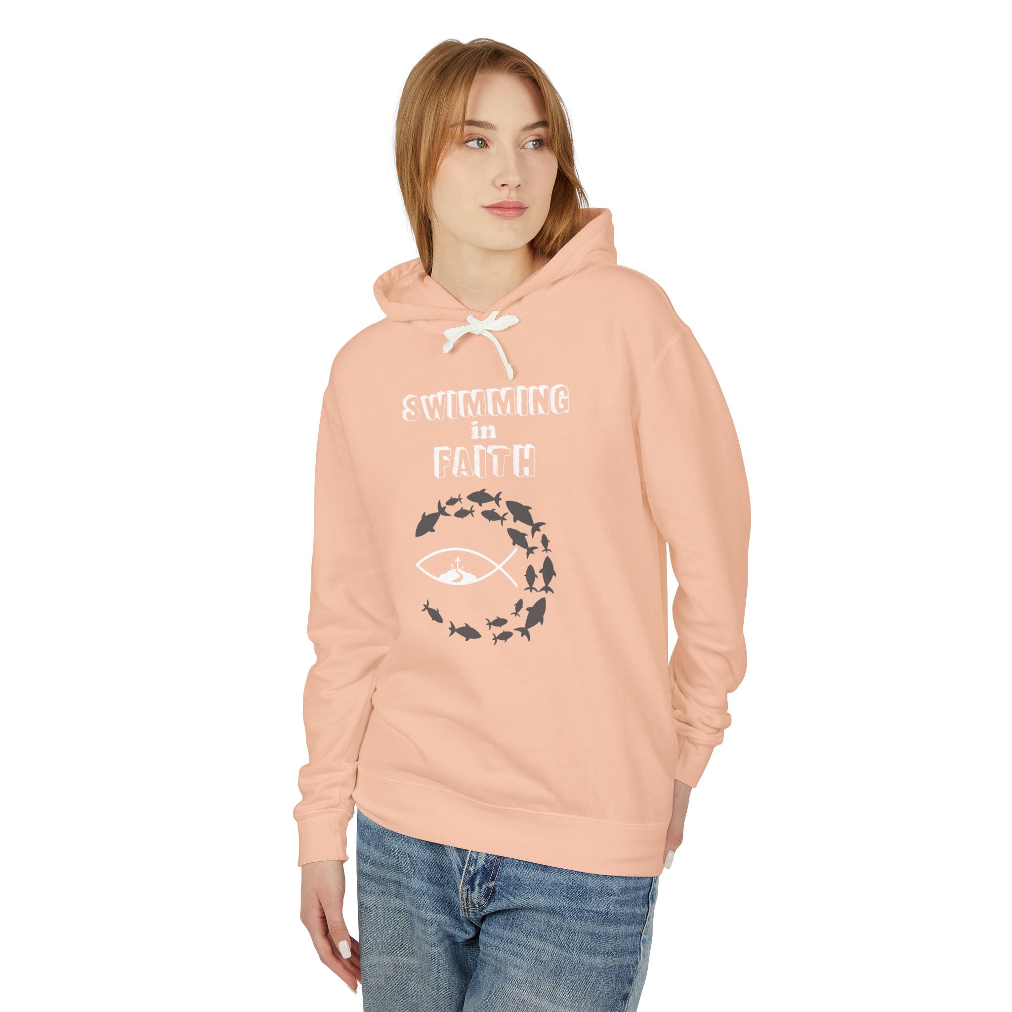Swimming In Faith Unisex Lightweight Hooded Sweatshirt