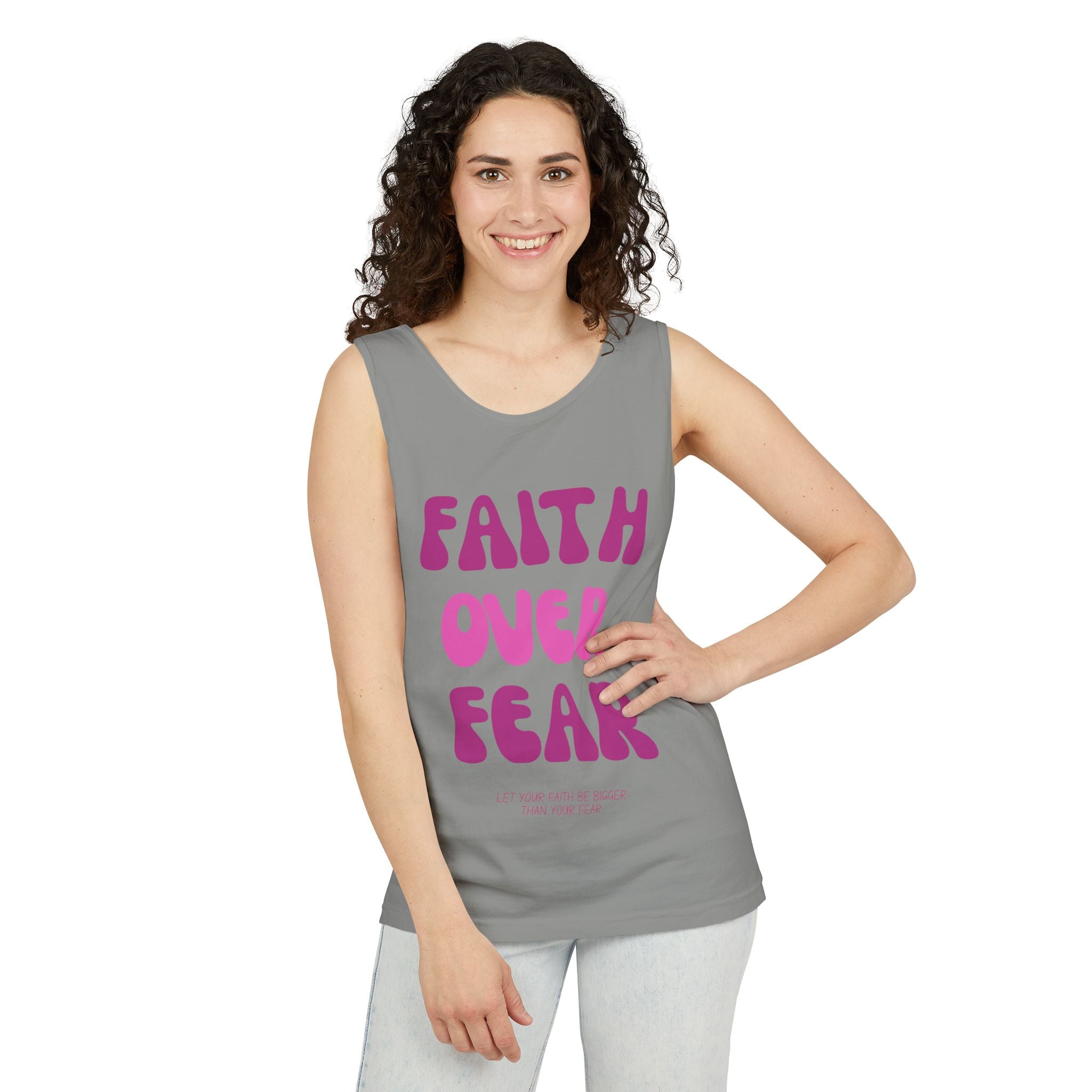 Faith Over Fear Relaxed Fit Tank Top, Inspirational Tee, Motivational Apparel, Summer Fashion, Gift for Her, Unisex Shirt