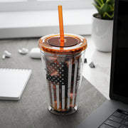 Flag With Cross Sunsplash 16oz Tumbler With Straw - My Faith My Father