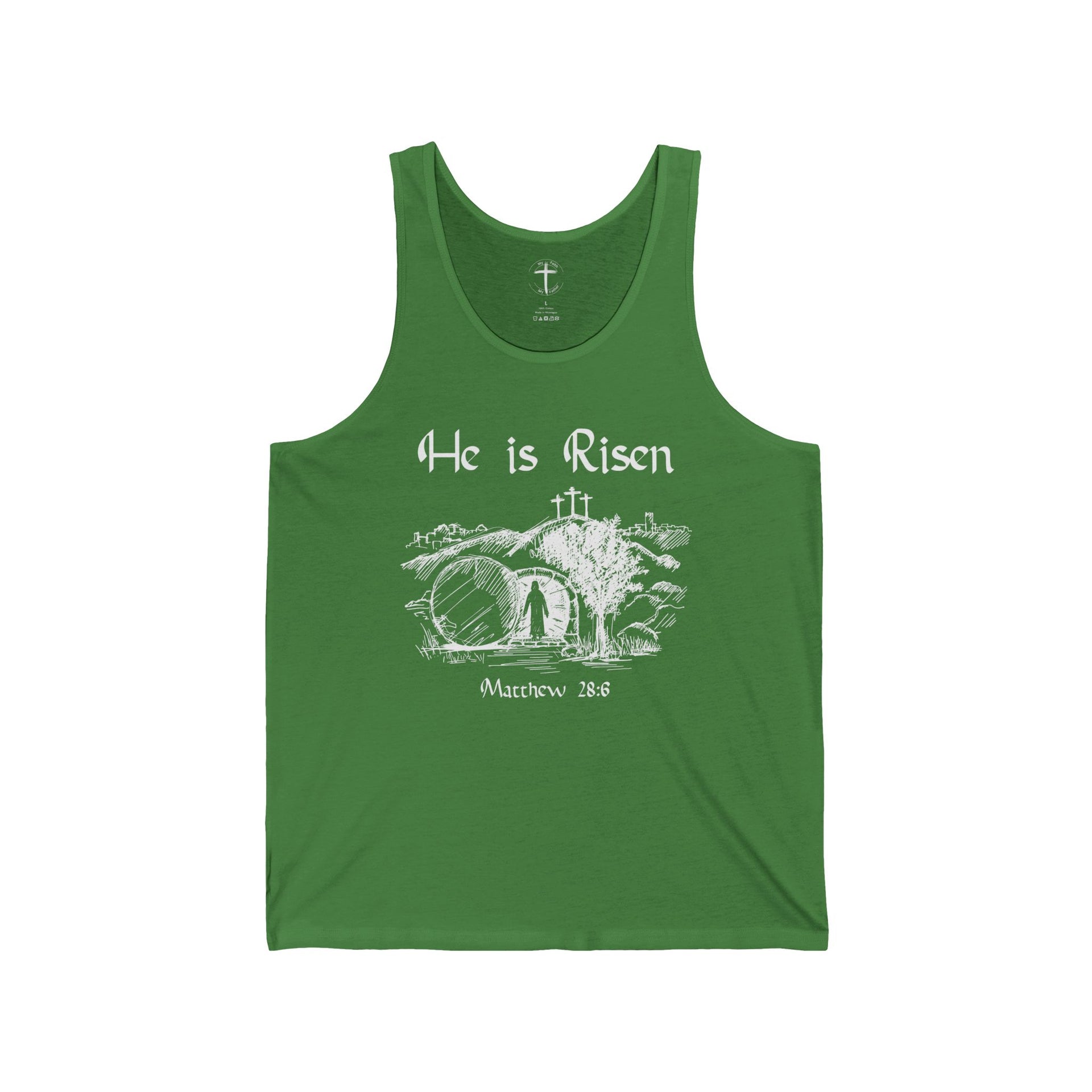 He is Risen Unisex Tank Top, Christian Graphic Tank, , Holiday Apparel Gift, Inspirational Clothing - My Faith My Father
