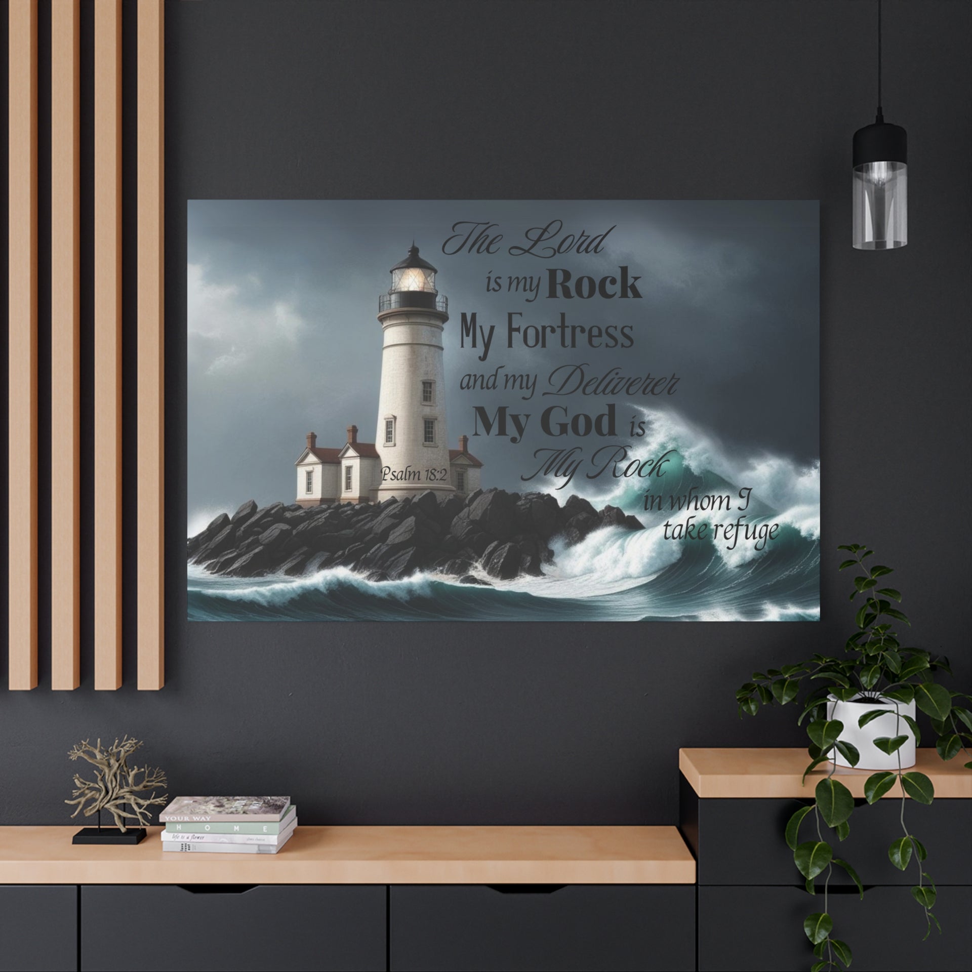 Psalm 18:2 Lighthouse Matte Canvas Wall Art - My Faith My Father