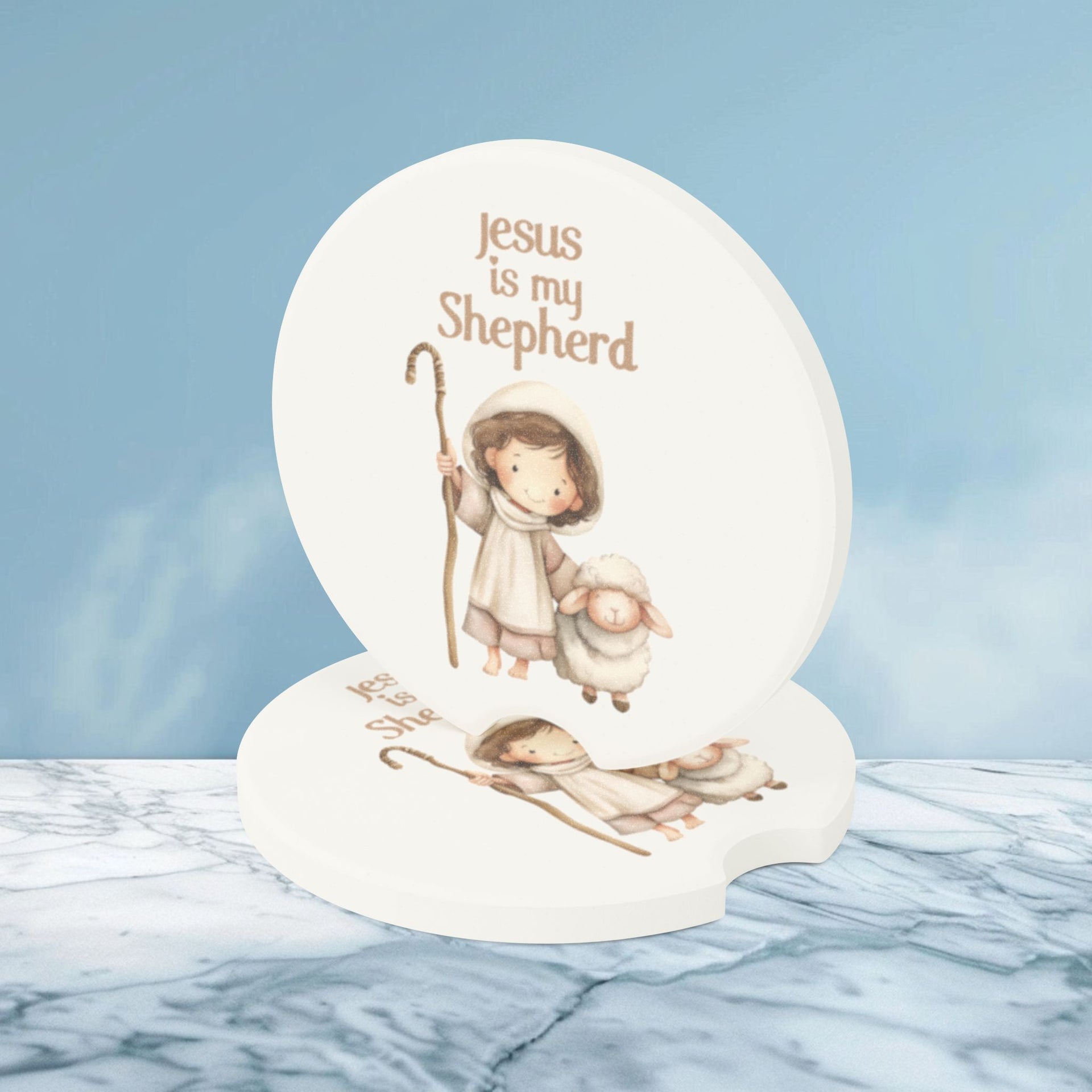 Jesus is My Shepherd Soapstone Car Coaster - My Faith My Father