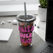 Faith Over Fear Sunsplash 16oz Tumbler With Straw - My Faith My Father