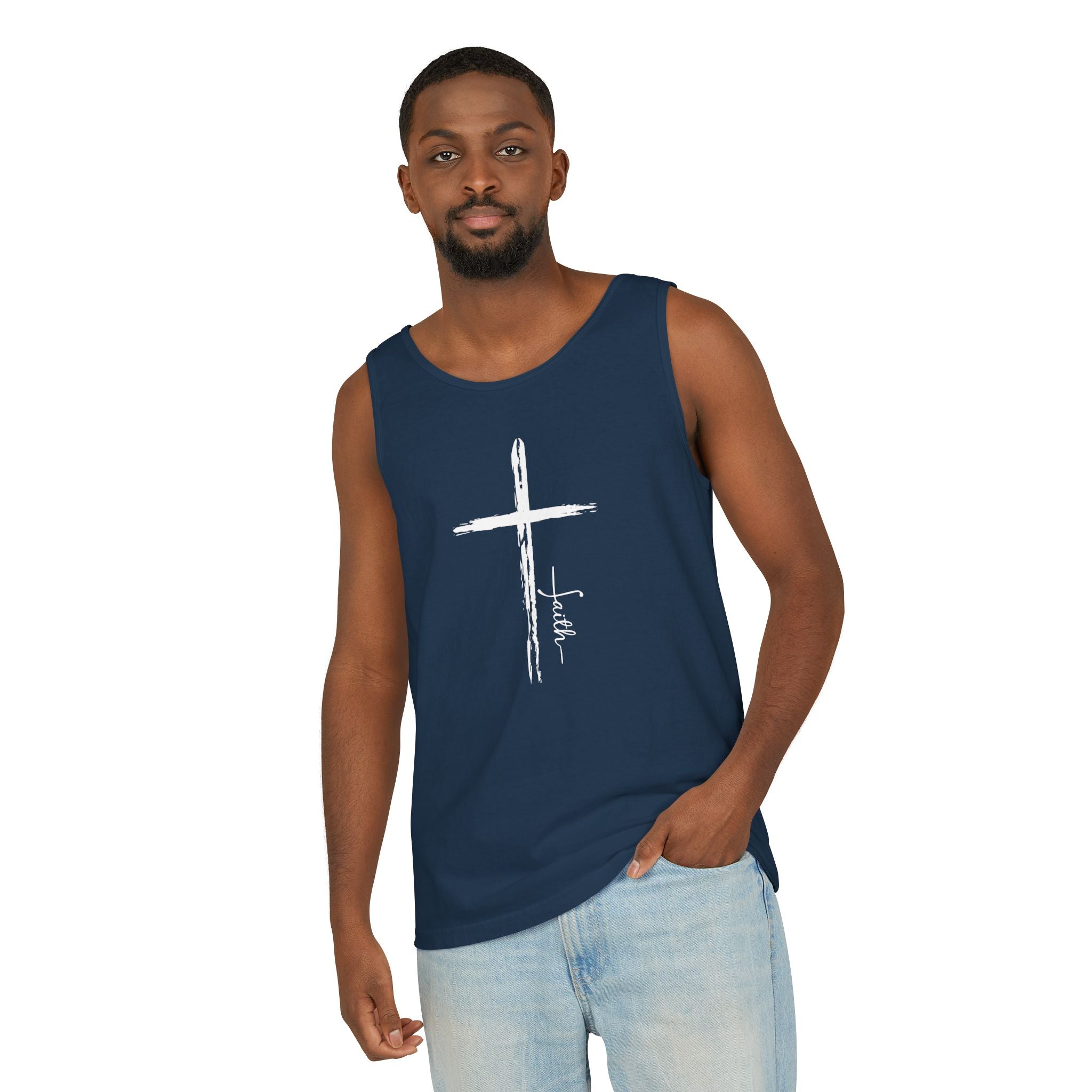 Cross With Faith Unisex Tank Top, Faithful Cross Unisex Tank Top, Religious Tank Top, Christian Muscle Tee, Faith-Based Tank