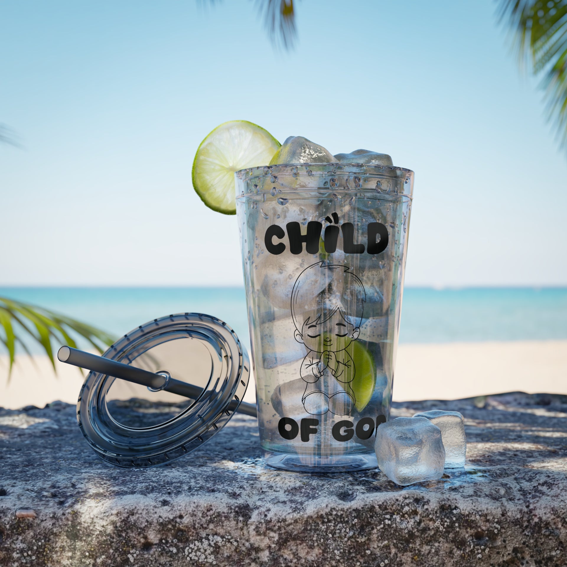 Child of God (Boy) Sunsplash 16oz Tumbler With Straw - My Faith My Father