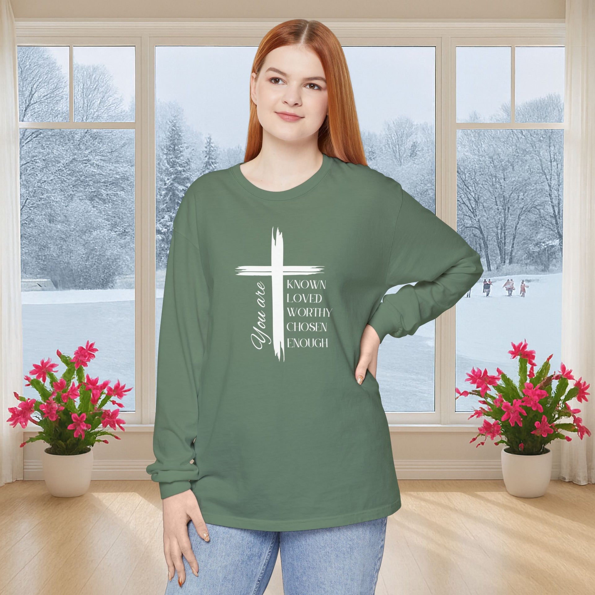 You Are Known, Loved, Worthy, Chosen, Enough  Unisex Relaxed Fit Long Sleeve T-Shirt - My Faith My Father