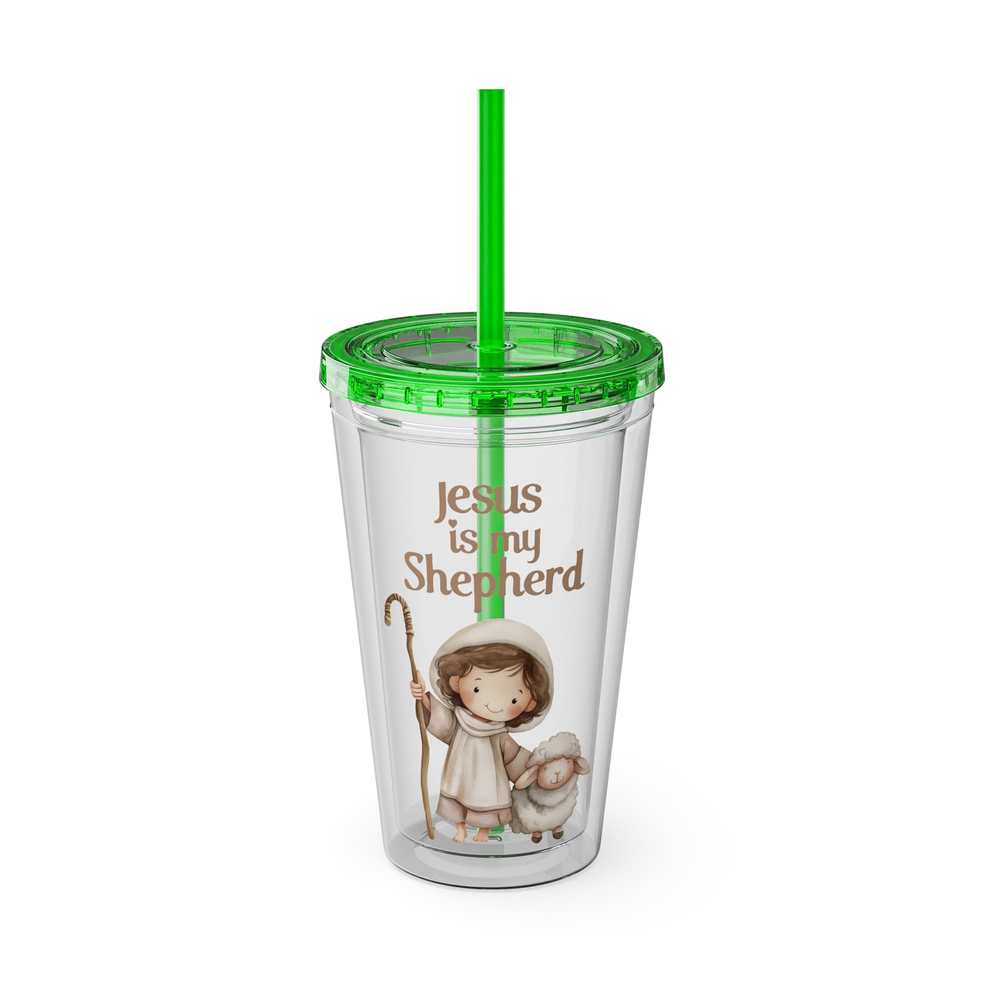 Jesus Is My Shepherd Sunsplash 16oz Tumbler With Straw - My Faith My Father