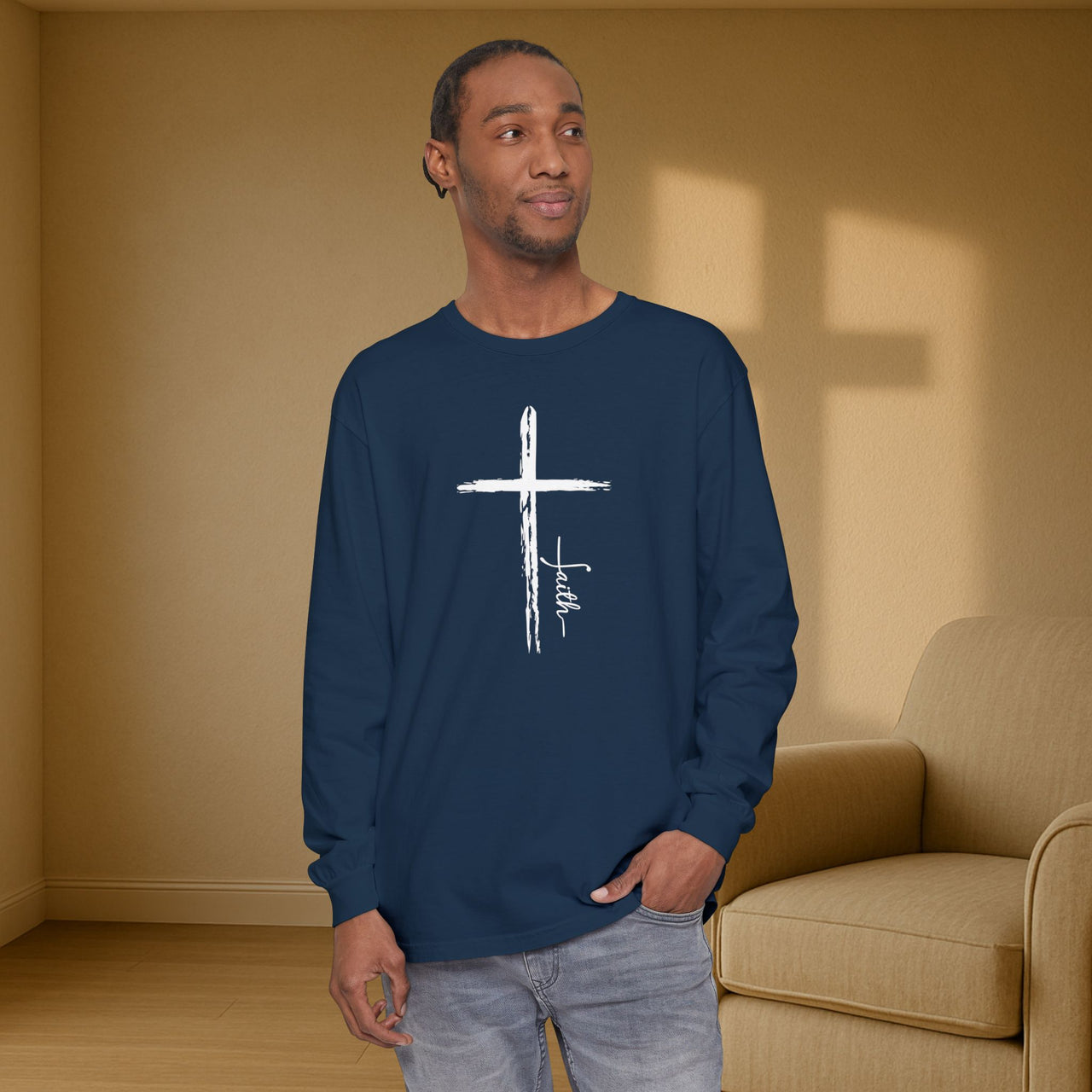 Cross With Faith Unisex Relaxed Fit Long Sleeve T-Shirt - My Faith My Father