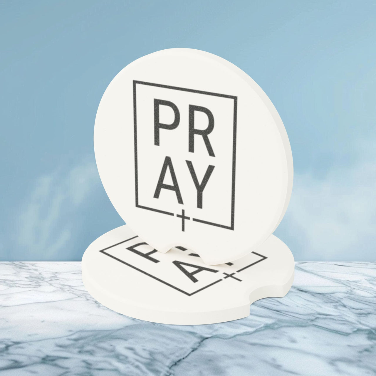 Pray + Cross Soapstone Car Coaster - My Faith My Father