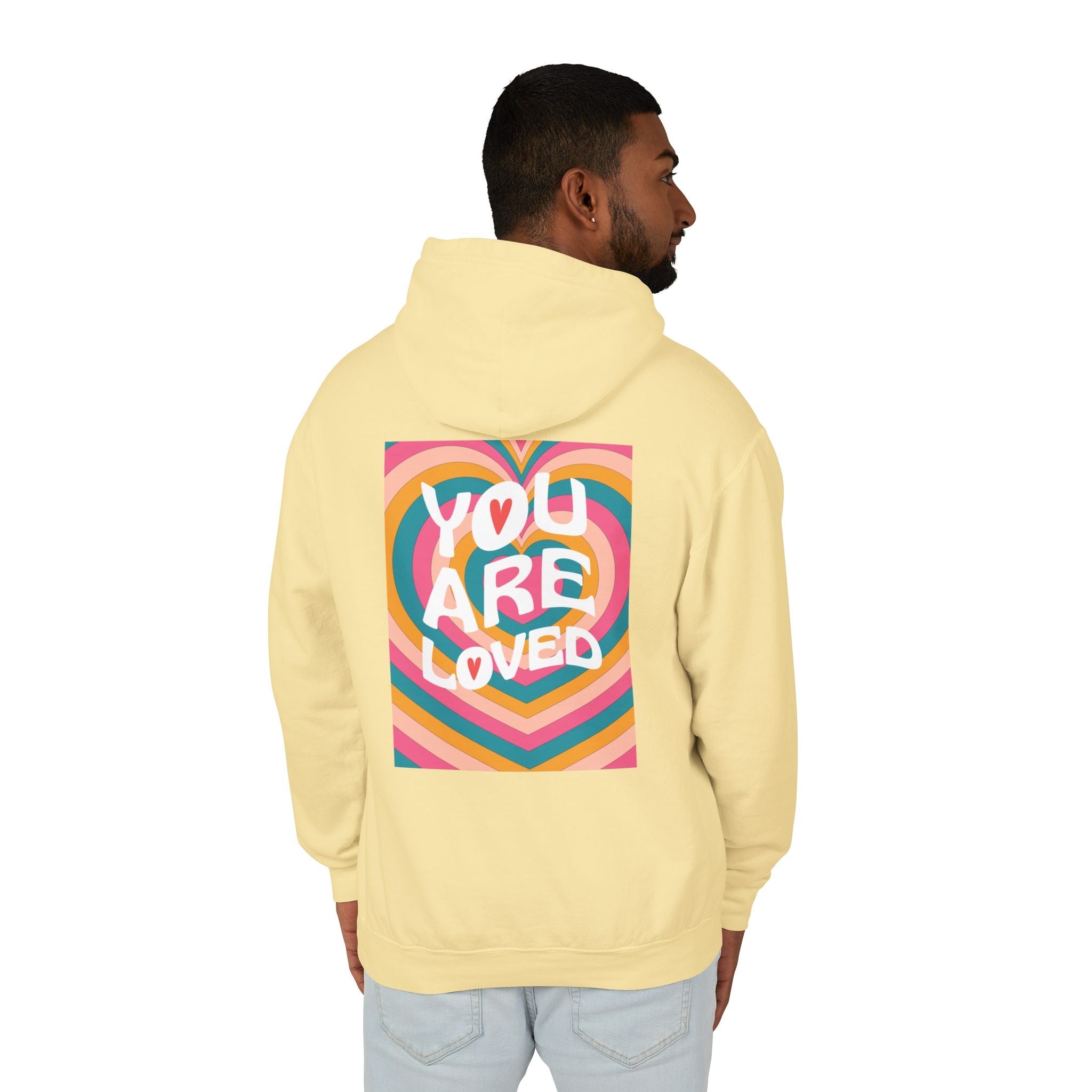 You Are Loved Retro, Unisex, Relaxed Fit, Lightweight Hooded Sweatshirt