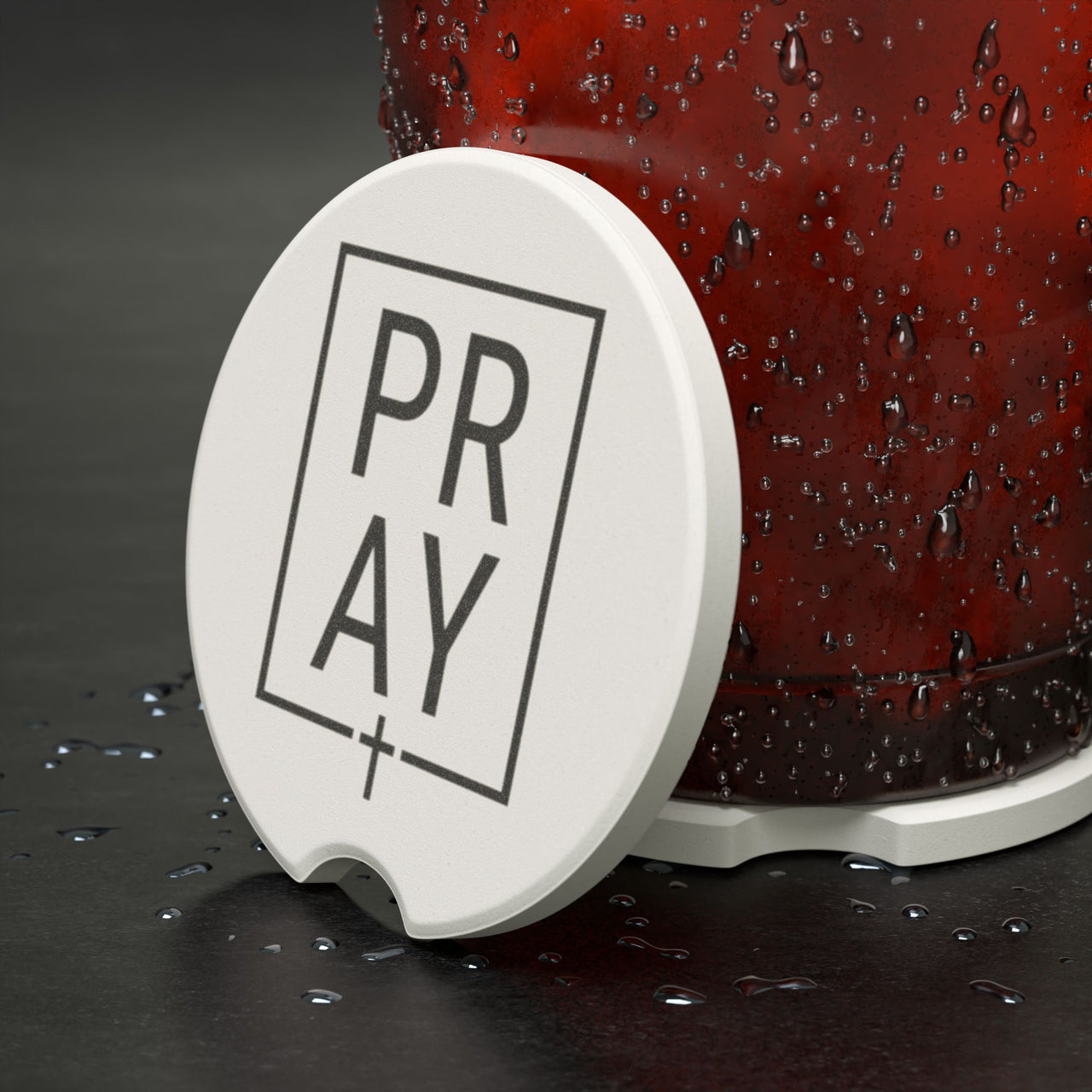 Pray + Cross Soapstone Car Coaster - My Faith My Father